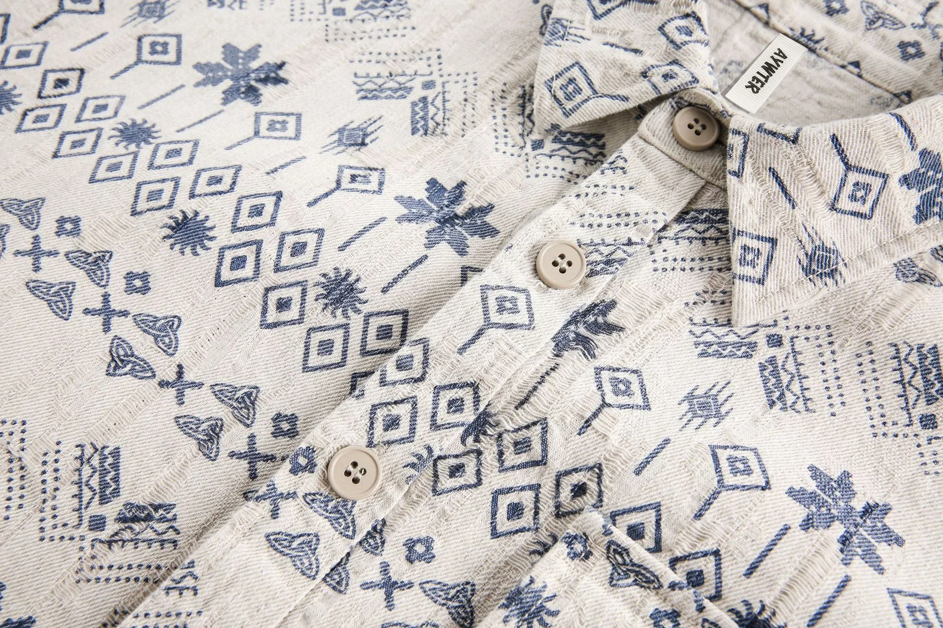 Jiayi Library Men's  Spring New Vintage Ethnic Style Nordic Herringbone Jacquard Shirt Exodical Shirt display picture 14
