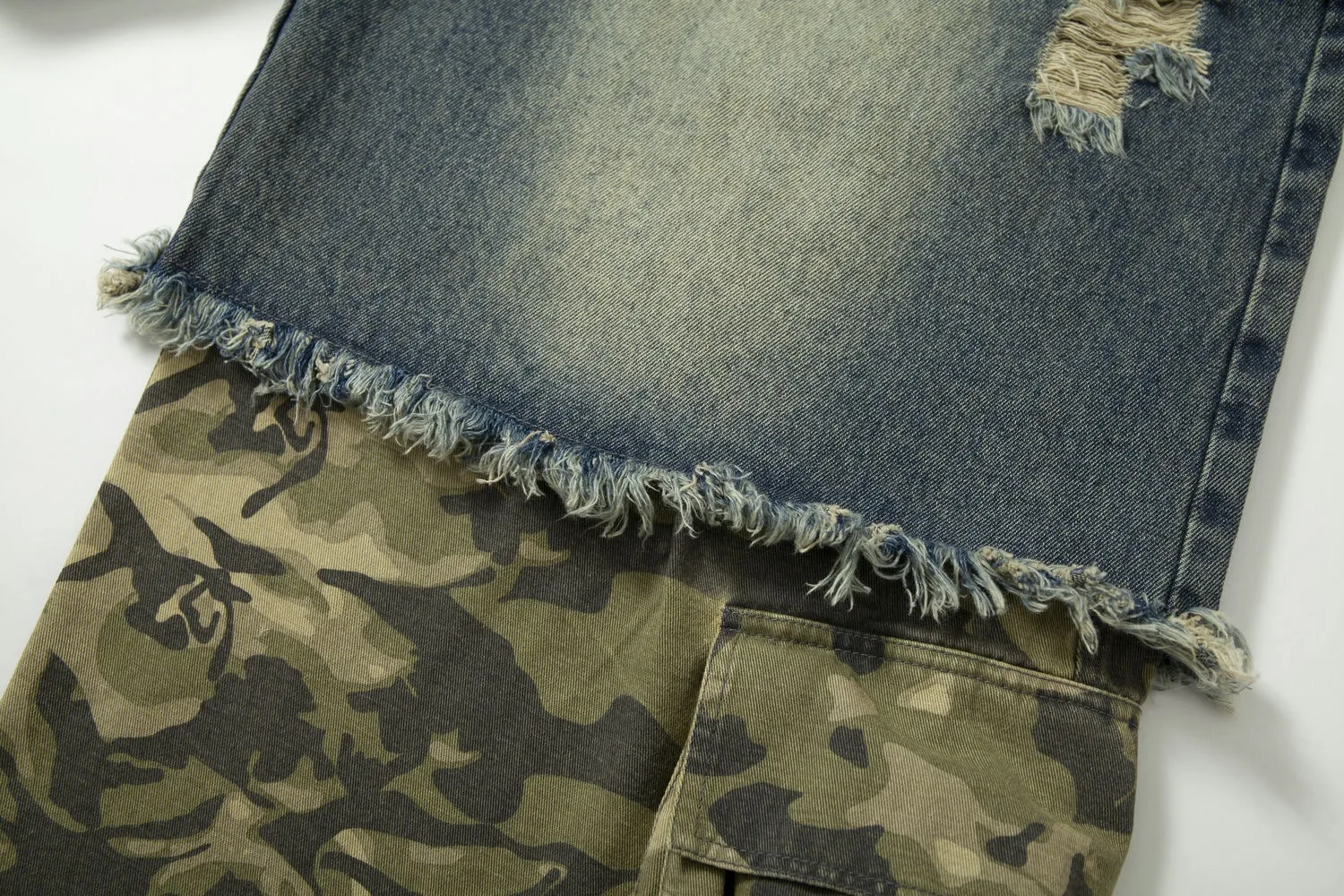 Jiayi Library Men's  Spring New American-style High Street Personalized Vibe Camouflage Color-matching Ripped Washed Jeans display picture 21