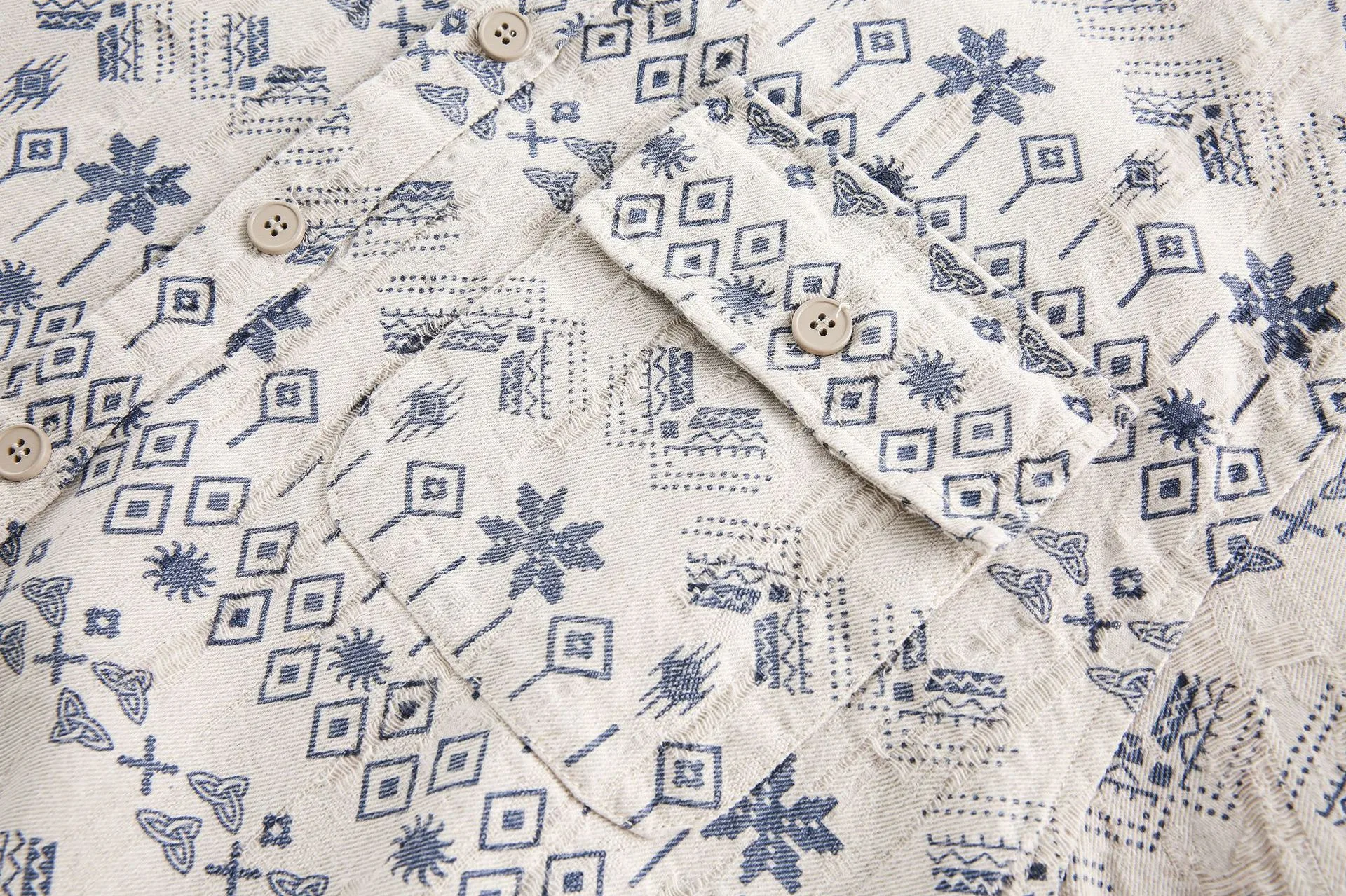 Jiayi Library Men's  Spring New Vintage Ethnic Style Nordic Herringbone Jacquard Shirt Exodical Shirt display picture 15