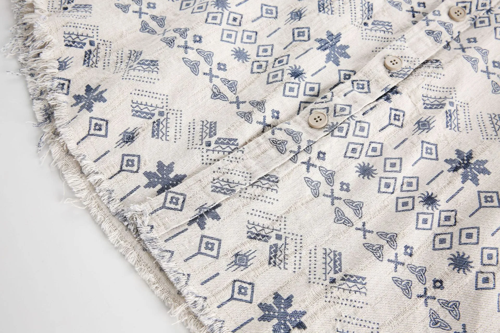 Jiayi Library Men's  Spring New Vintage Ethnic Style Nordic Herringbone Jacquard Shirt Exodical Shirt display picture 17
