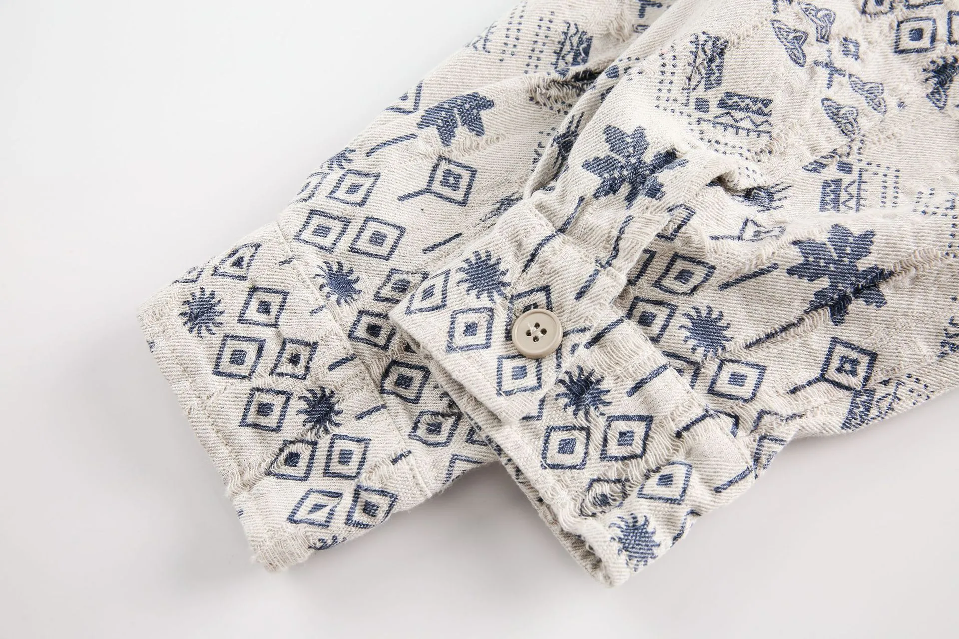 Jiayi Library Men's  Spring New Vintage Ethnic Style Nordic Herringbone Jacquard Shirt Exodical Shirt display picture 19