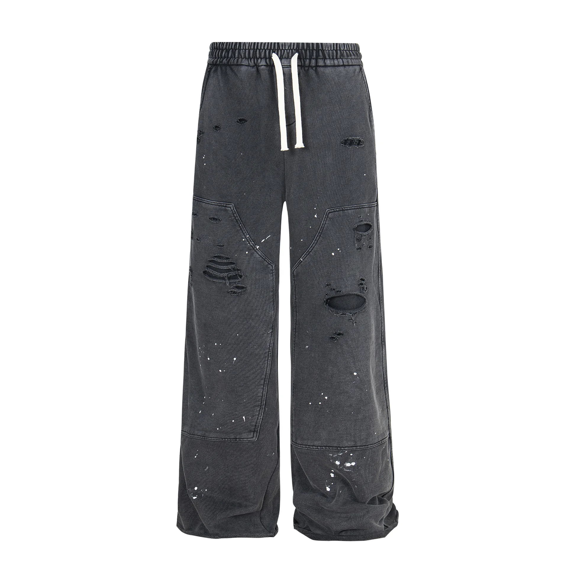 Jiayi Library Men's  New Arrival Waste Earth Style American Style Retro Hole-Rapped Washed Pants Hangling Sense Straight Casual Pants display picture 8