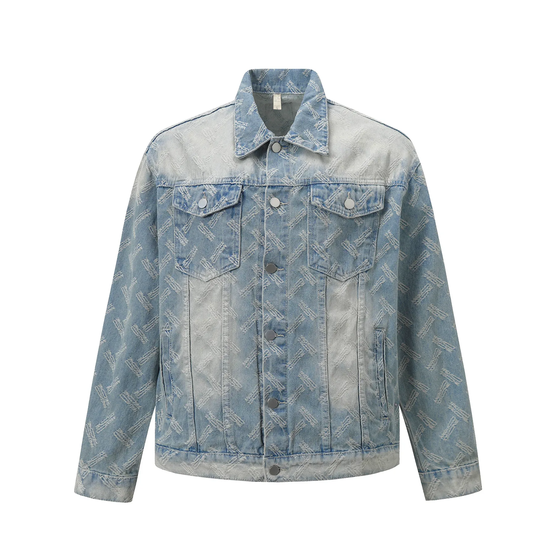 Jiayiku Tide Brand  Spring New American Retro Cut Design Heavy Wash Water Denim Jacket Men display picture 3