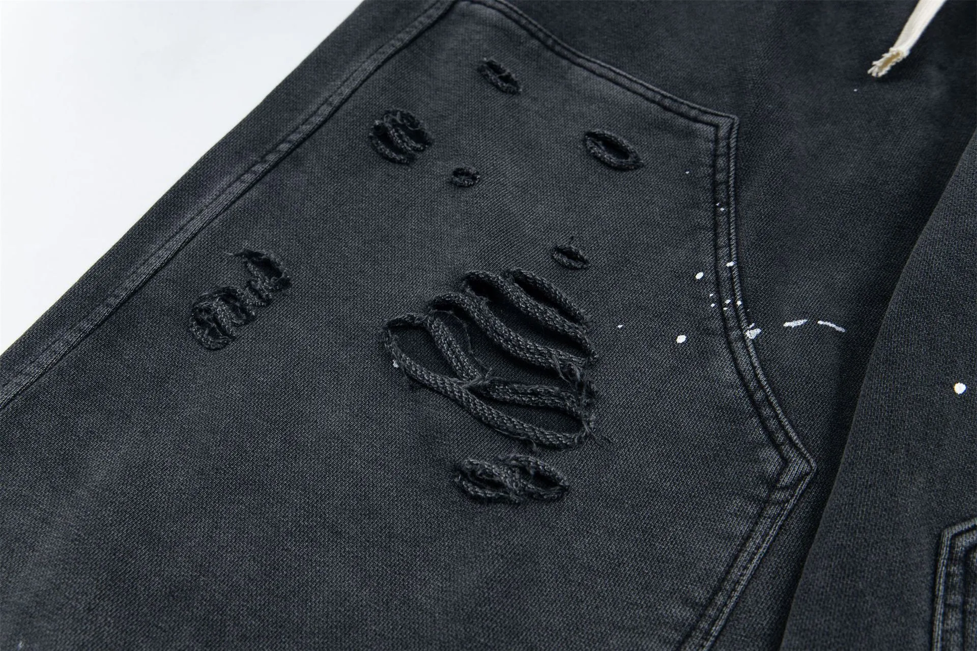 Jiayi Library Men's  New Arrival Waste Earth Style American Style Retro Hole-Rapped Washed Pants Hangling Sense Straight Casual Pants display picture 16