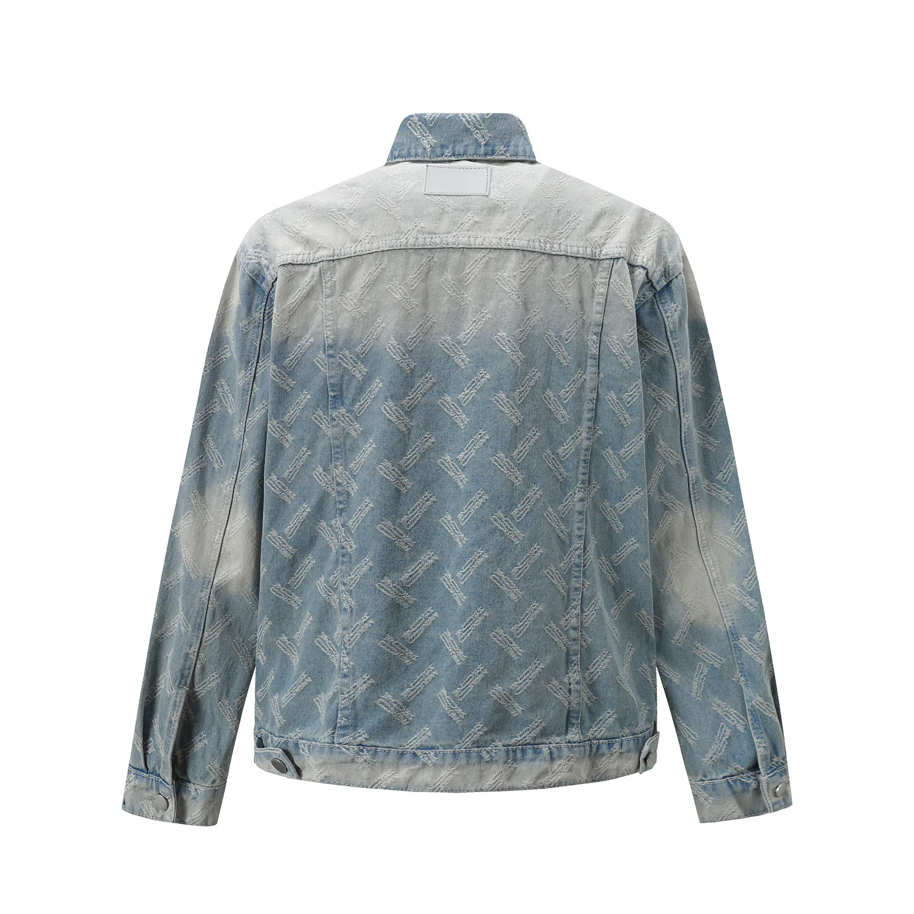 Jiayiku Tide Brand  Spring New American Retro Cut Design Heavy Wash Water Denim Jacket Men display picture 4