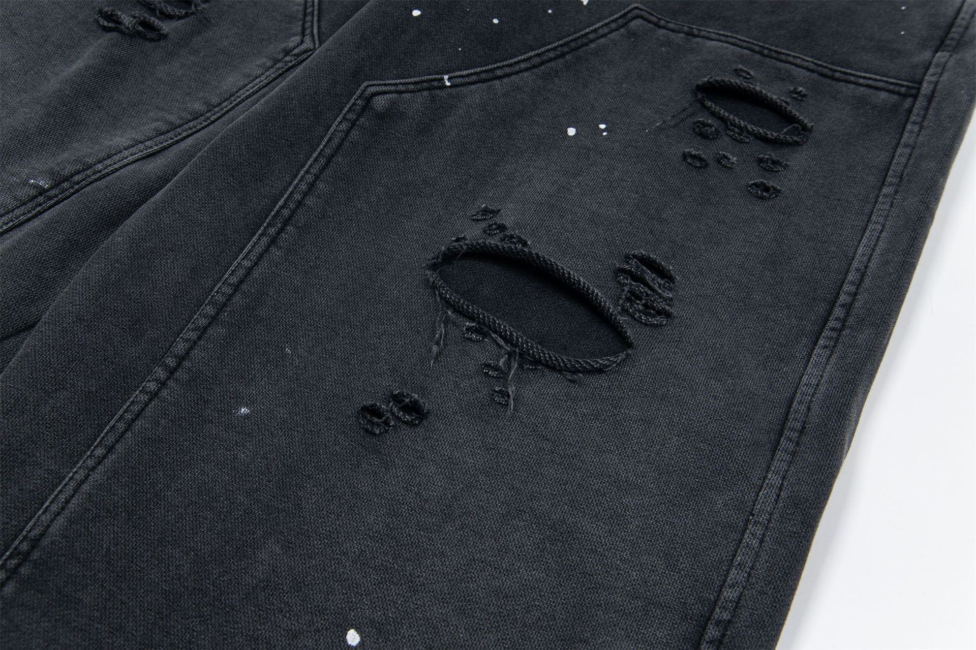Jiayi Library Men's  New Arrival Waste Earth Style American Style Retro Hole-Rapped Washed Pants Hangling Sense Straight Casual Pants display picture 17