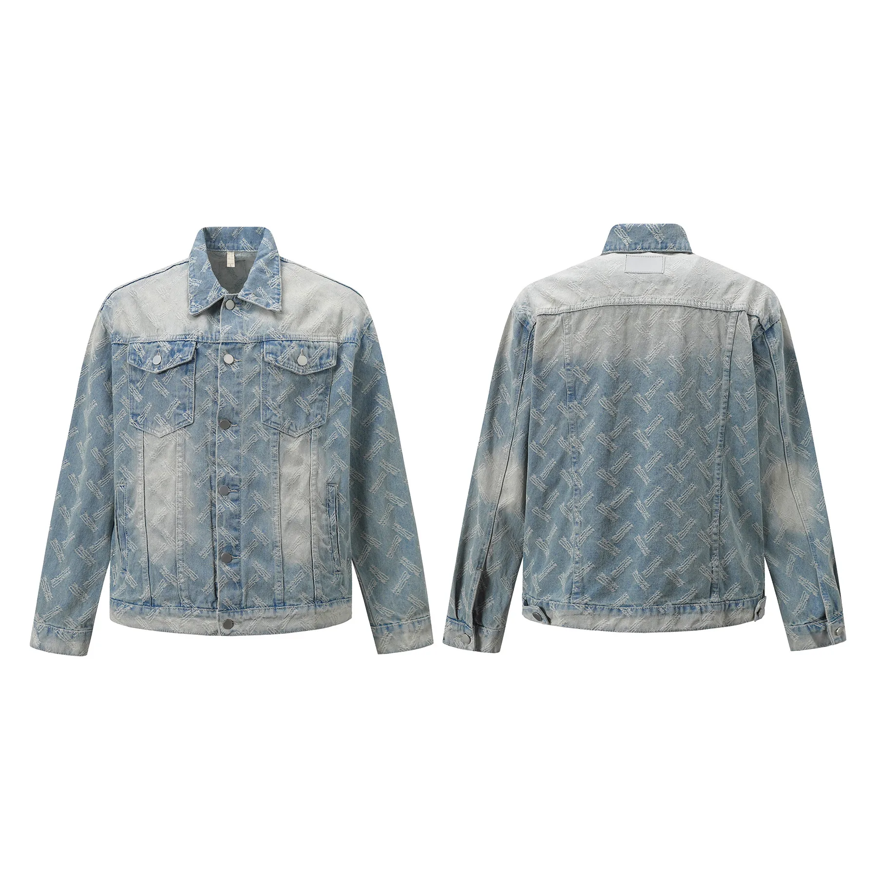 Jiayiku Tide Brand  Spring New American Retro Cut Design Heavy Wash Water Denim Jacket Men display picture 2