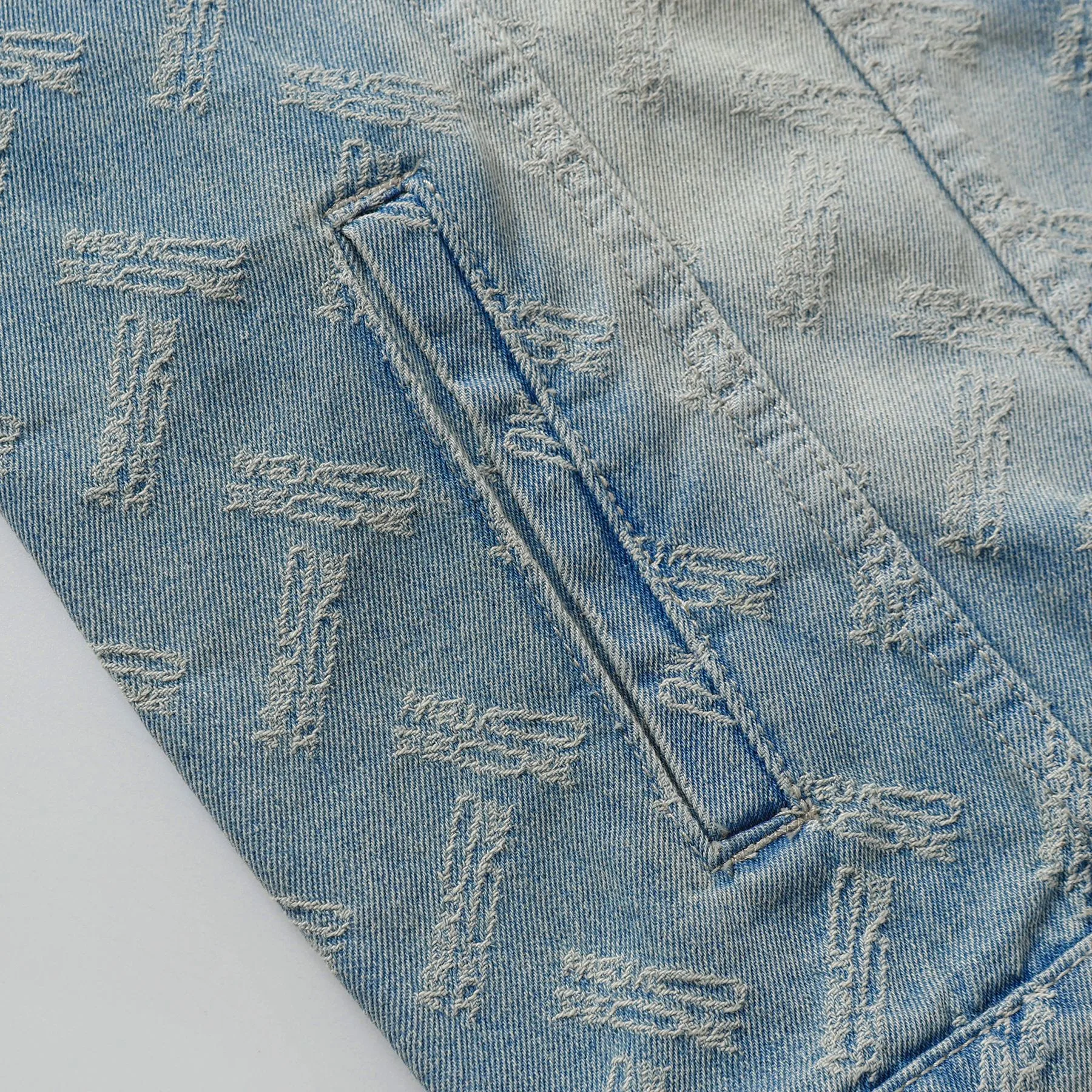 Jiayiku Tide Brand  Spring New American Retro Cut Design Heavy Wash Water Denim Jacket Men display picture 9