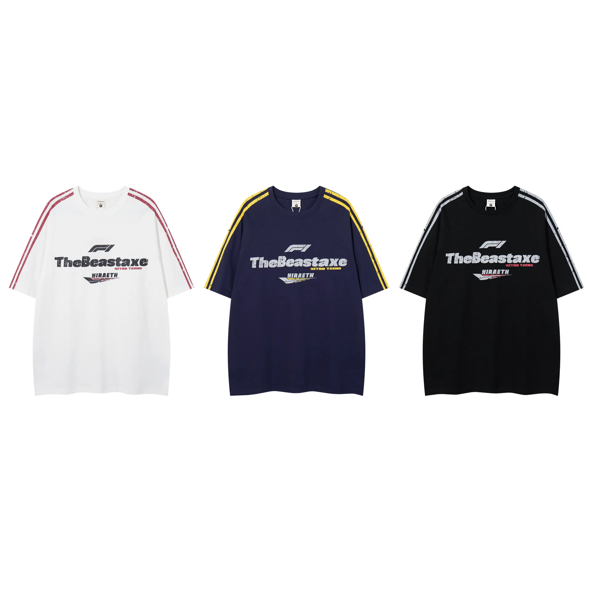 Jiayiku Men's  Summer New American Retro Fashion Brand Tee Culture Shirt Letter Printing Short-sleeved T-shirt display picture 2