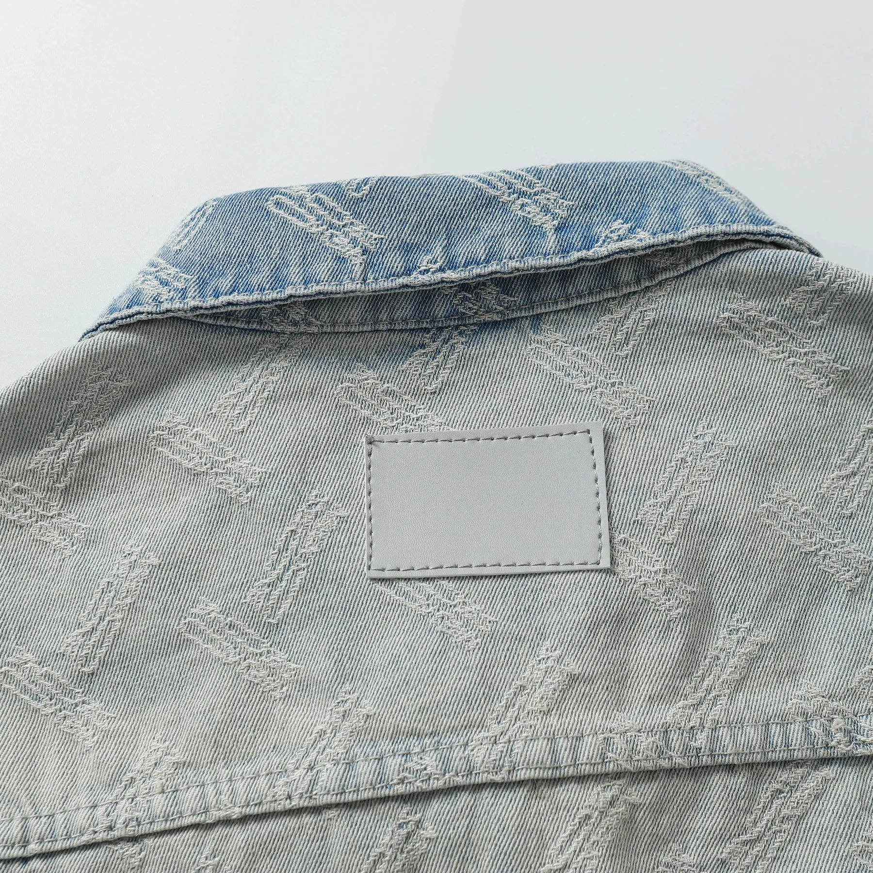 Jiayiku Tide Brand  Spring New American Retro Cut Design Heavy Wash Water Denim Jacket Men display picture 12