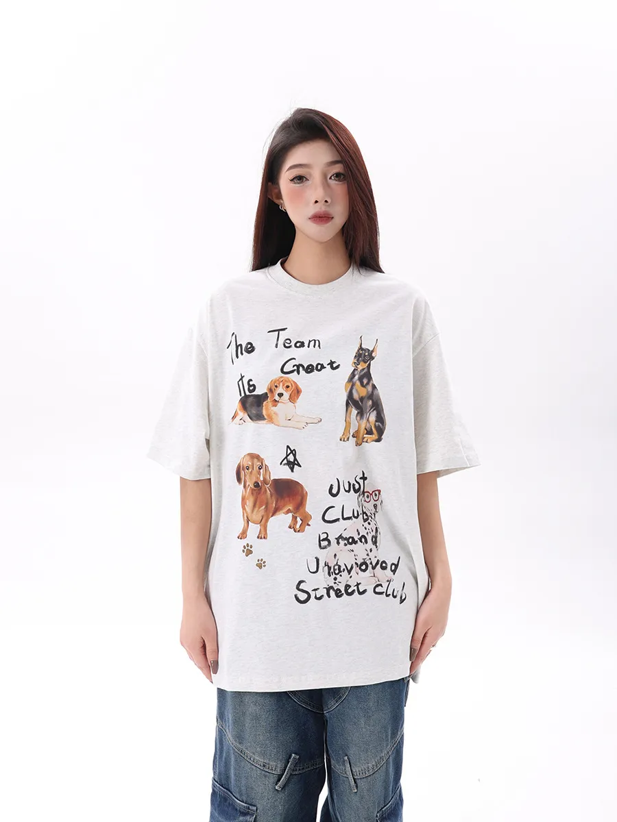 Jiayiku Fashion Brand  Spring New American Retro Couple T-shirt Loose Fun Printed Men's And Women's Short Sleeve Tee display picture 4