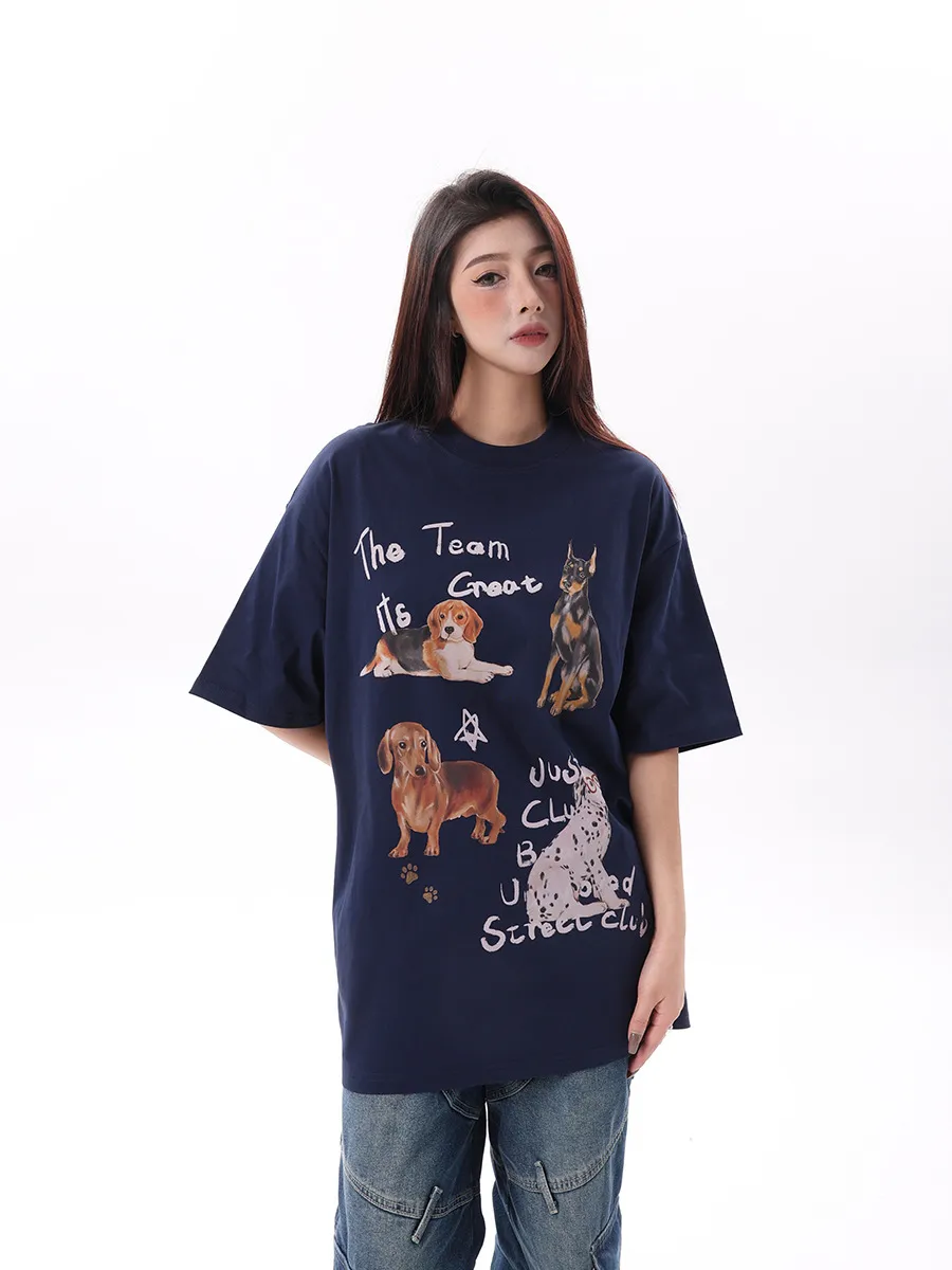 Jiayiku Fashion Brand  Spring New American Retro Couple T-shirt Loose Fun Printed Men's And Women's Short Sleeve Tee display picture 7