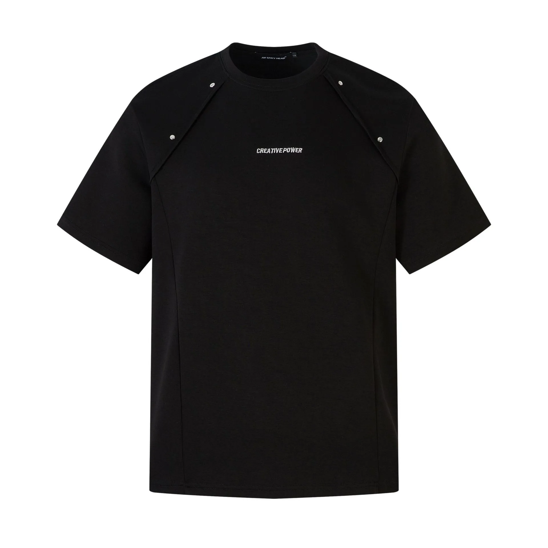 Jiayiku Men's  Summer New American Street Fashion Brand Rivet Design Solid Color All-match Short-sleeved T-shirt For Men display picture 5