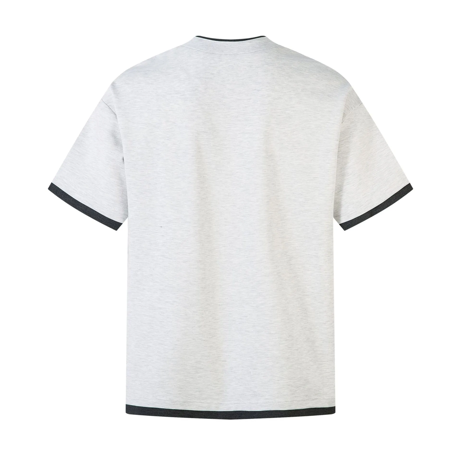 Jiayiku Men's  Spring New American Retro Fake Two-piece Base Shirt Dark Print Short-sleeved T-shirt Men display picture 6