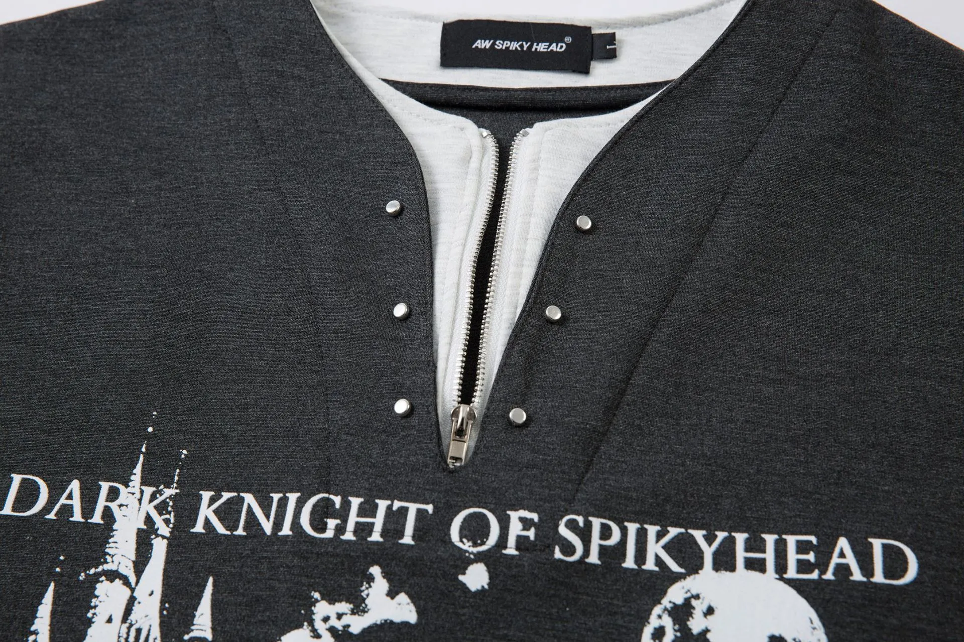 Jiayiku Men's  Spring New American Retro Fake Two-piece Base Shirt Dark Print Short-sleeved T-shirt Men display picture 10