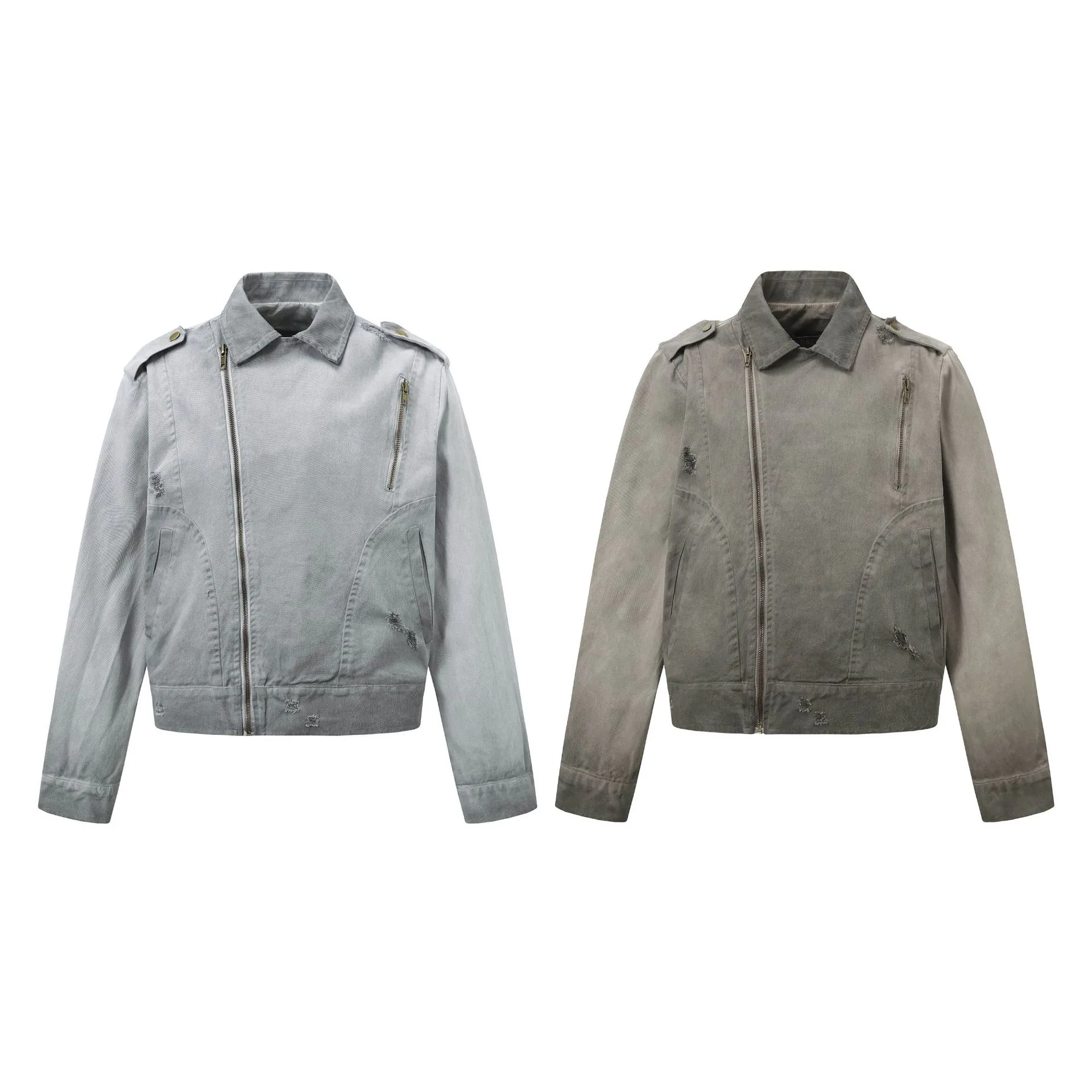 Jiayi Library Men's  Spring New American Retro Wash Water Batik Work Jacket Vintage Canvas Jacket display picture 2