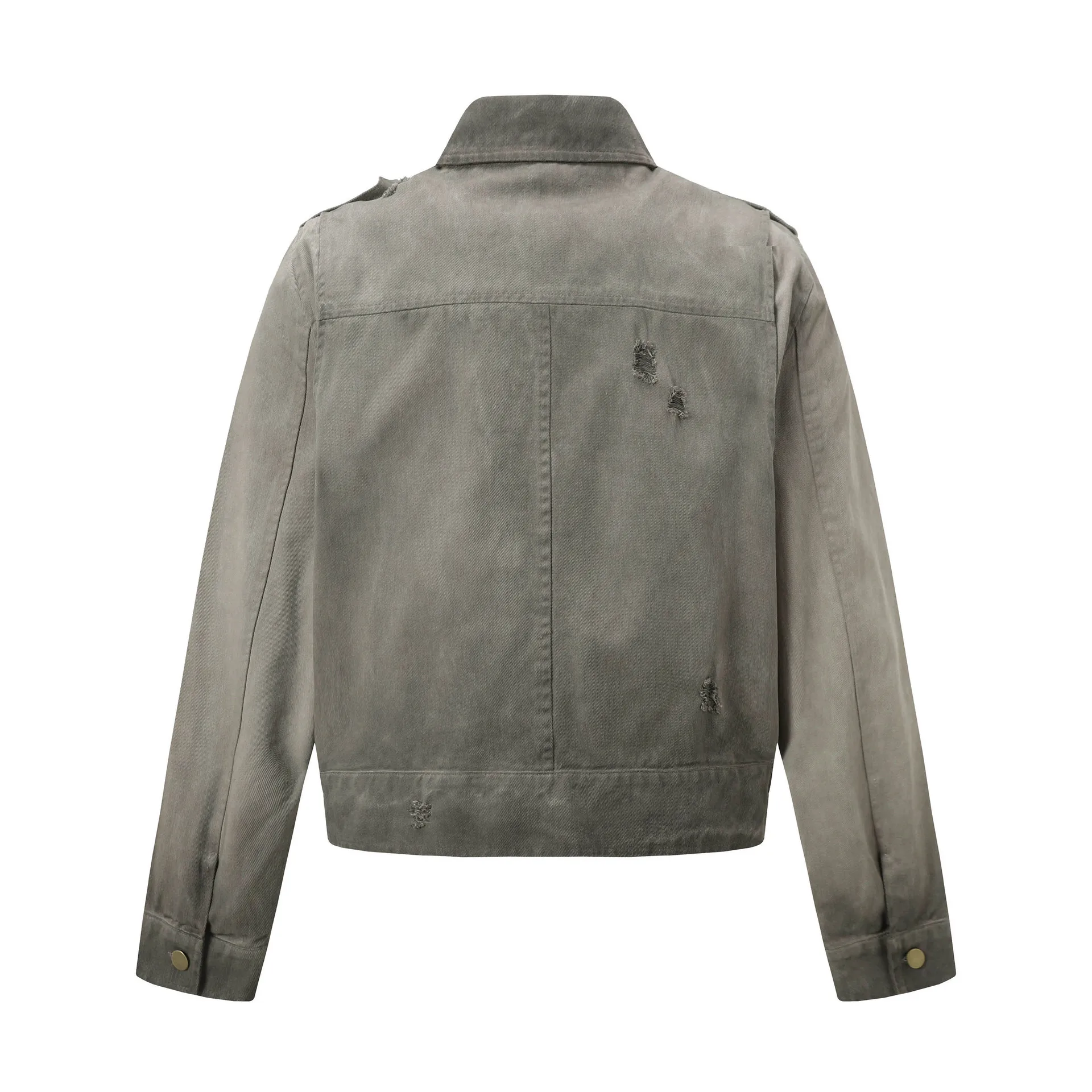 Jiayi Library Men's  Spring New American Retro Wash Water Batik Work Jacket Vintage Canvas Jacket display picture 4