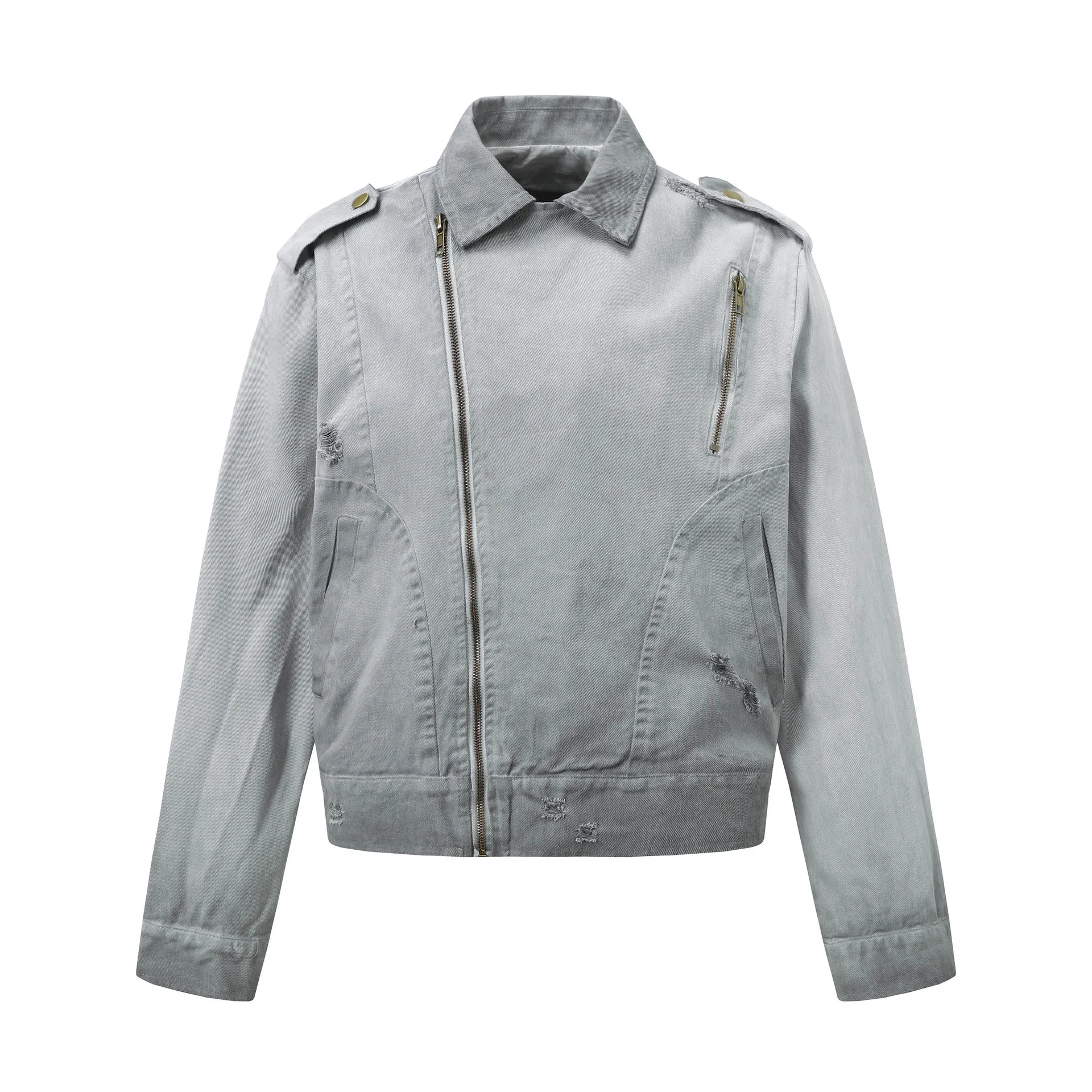 Jiayi Library Men's  Spring New American Retro Wash Water Batik Work Jacket Vintage Canvas Jacket display picture 5