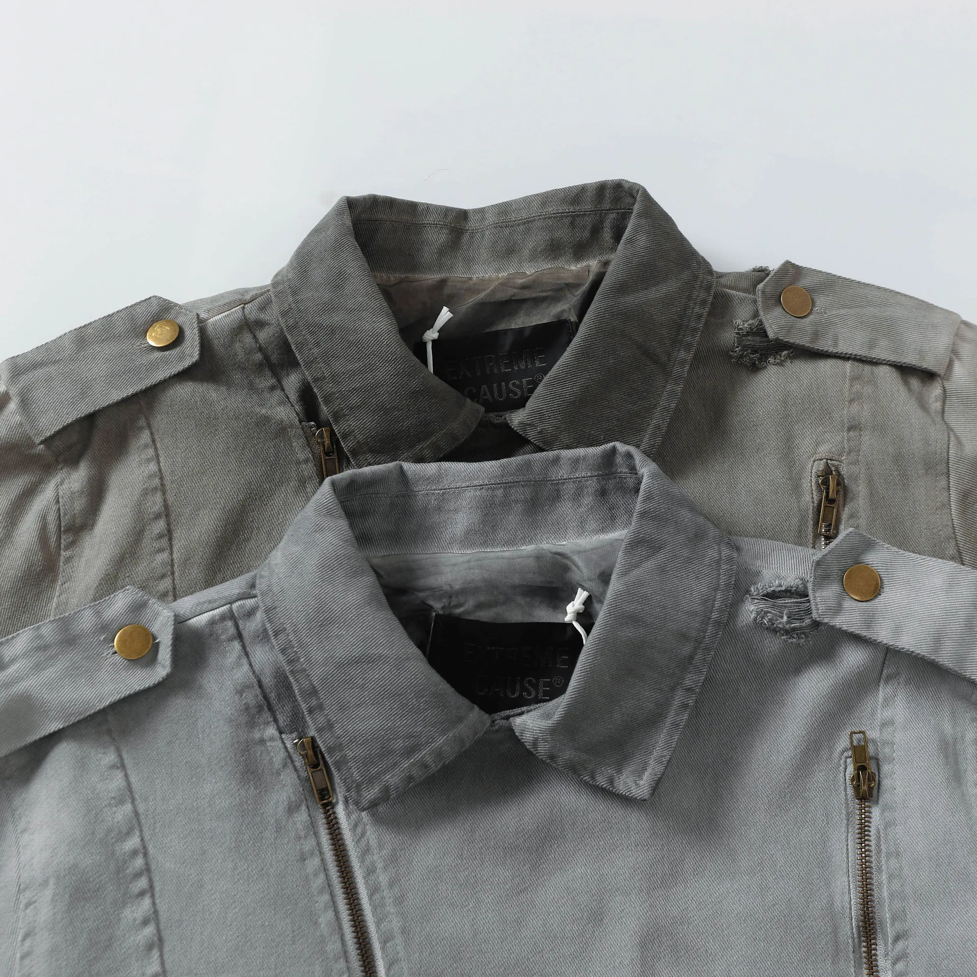 Jiayi Library Men's  Spring New American Retro Wash Water Batik Work Jacket Vintage Canvas Jacket display picture 7
