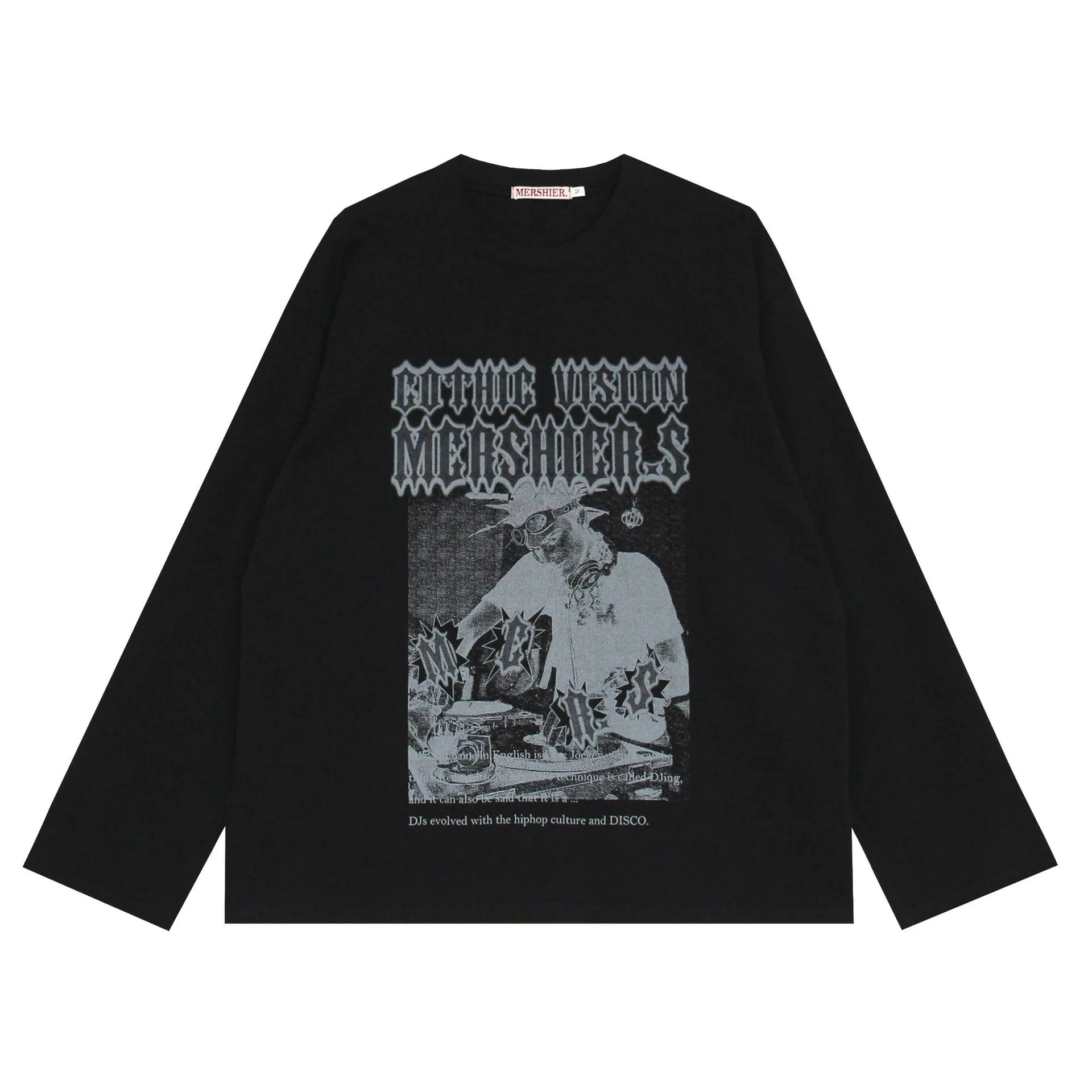 Jiayiku Men's  Summer American Street Fashion Brand Base Shirt New Rock Character Printed T-shirt Long Sleeve display picture 2