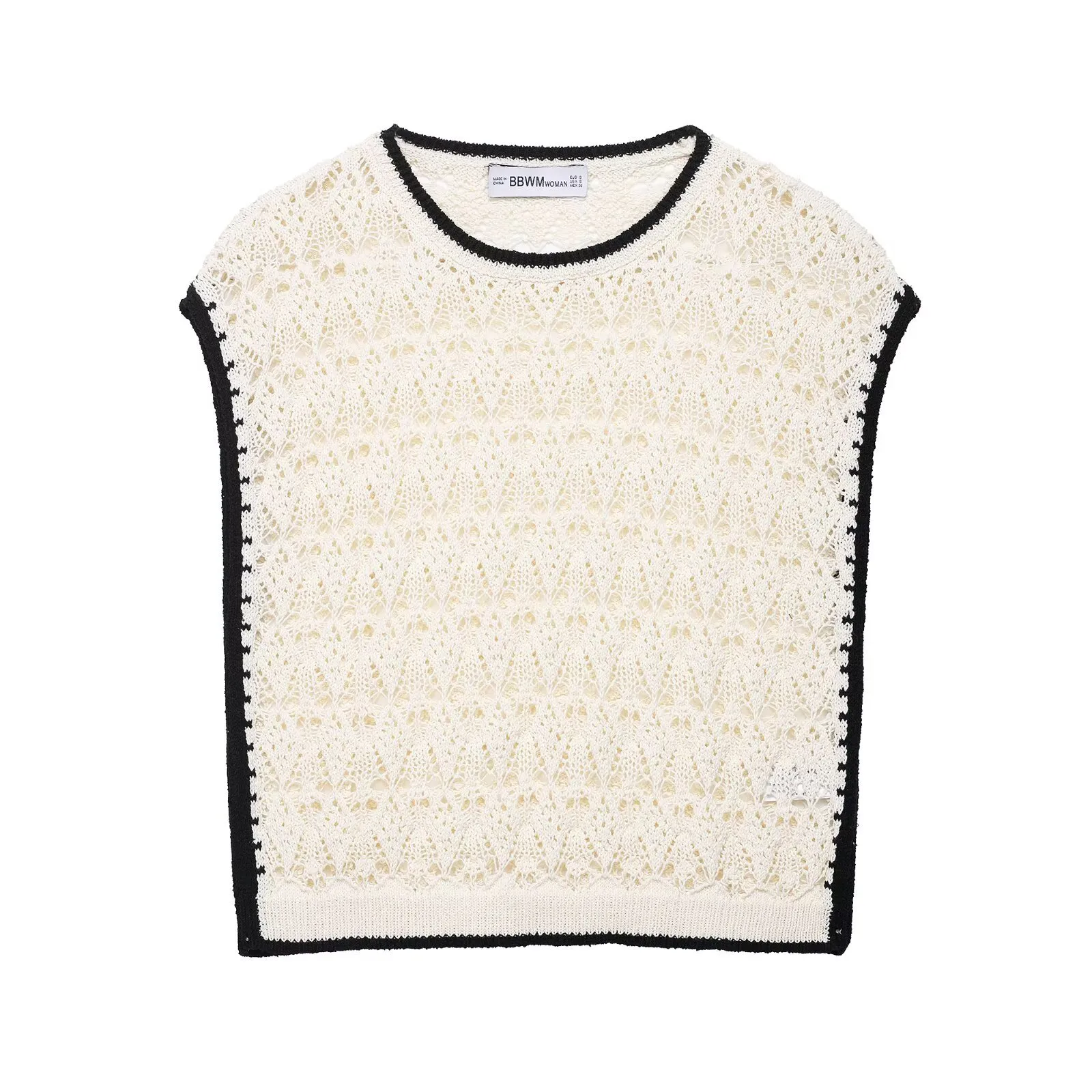 Elegant Knitted Mesh Vest  Style Solid Color Pattern Short Length Slim Fit Women's Fashion Top Trendy Item display picture 1