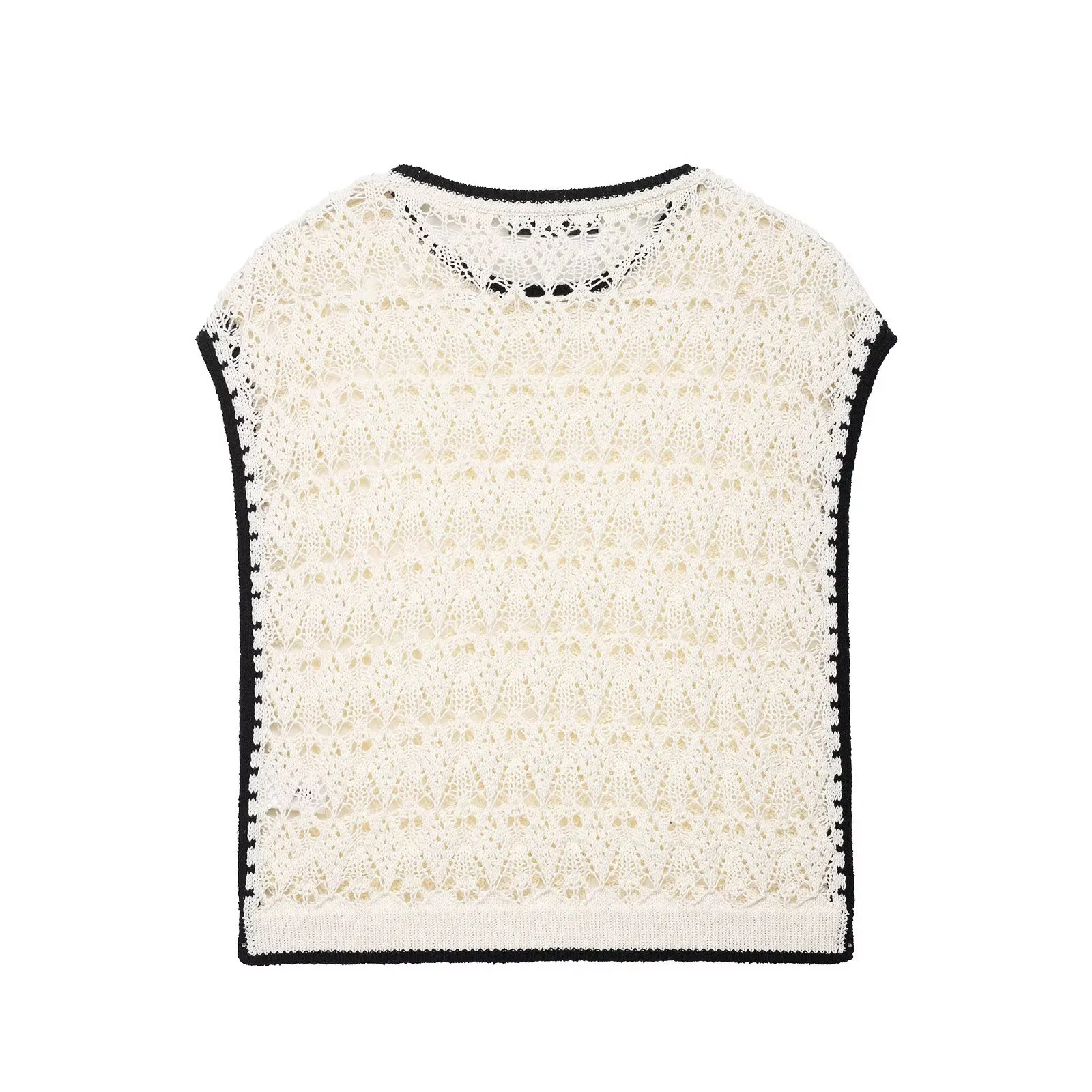 Elegant Knitted Mesh Vest  Style Solid Color Pattern Short Length Slim Fit Women's Fashion Top Trendy Item display picture 2