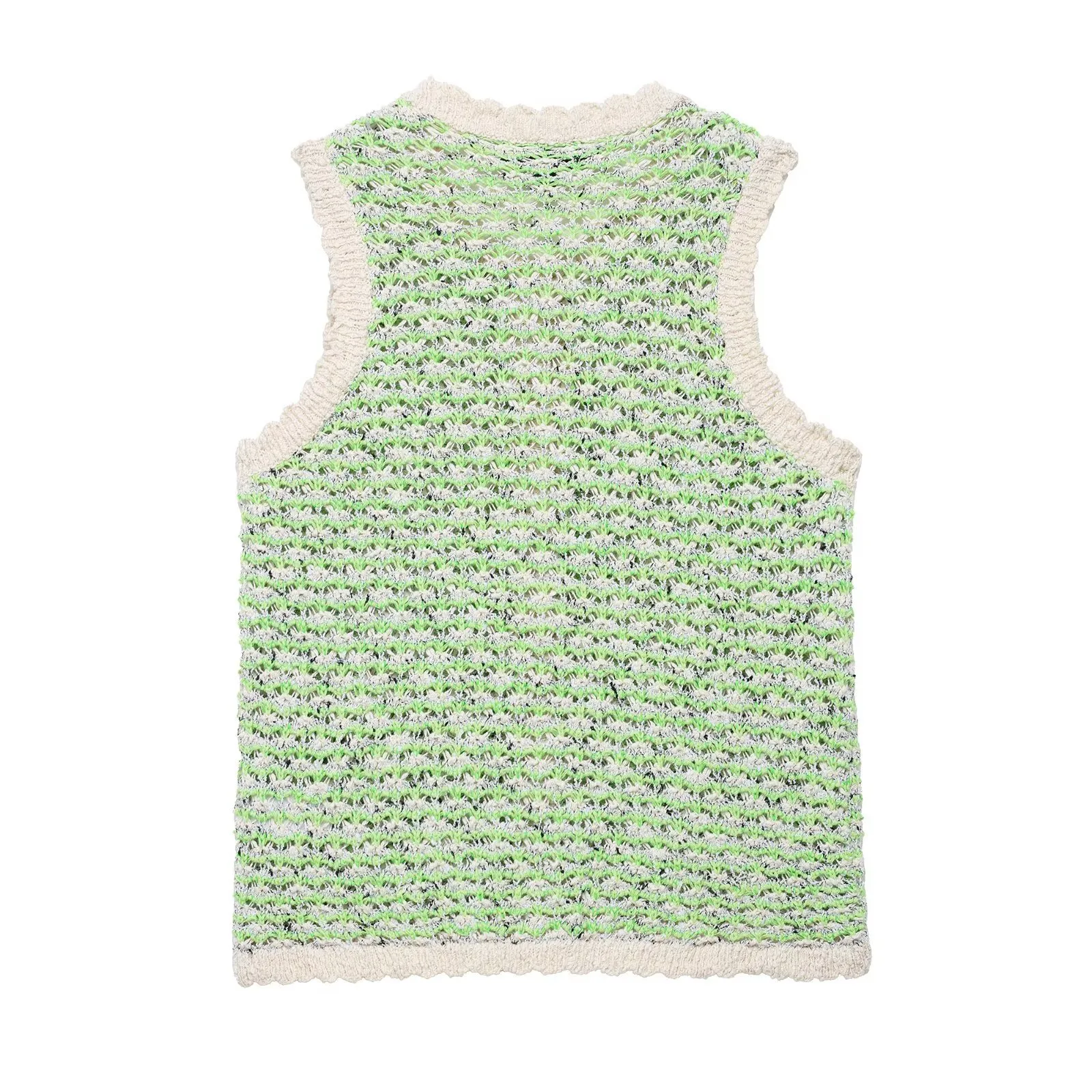 Fashionable Texture Knitted Women's Top European Style Round Neck Vest Pullover Single Button Closure Polyester Blend Regular Fit display picture 2