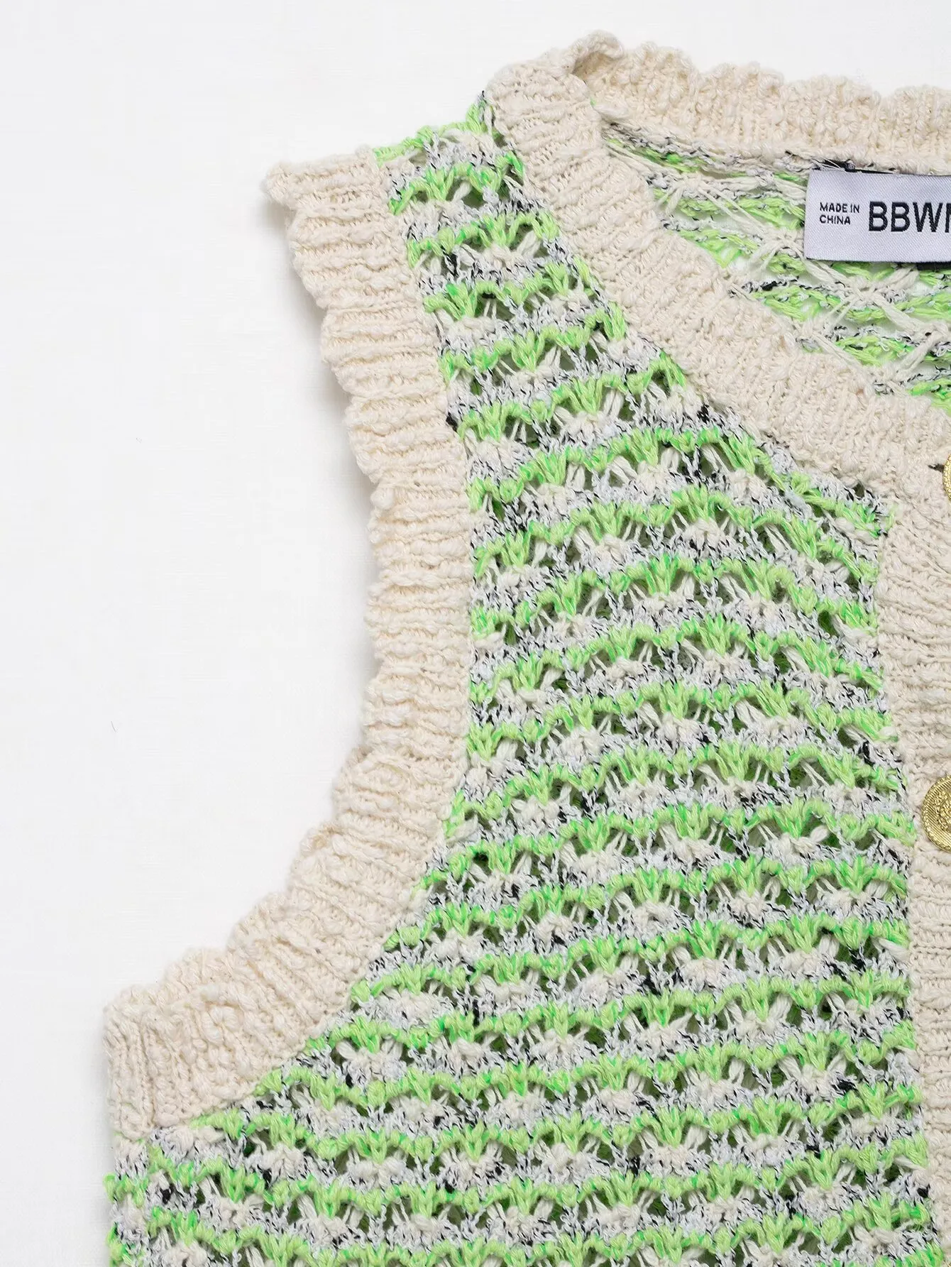 Fashionable Texture Knitted Women's Top European Style Round Neck Vest Pullover Single Button Closure Polyester Blend Regular Fit display picture 3