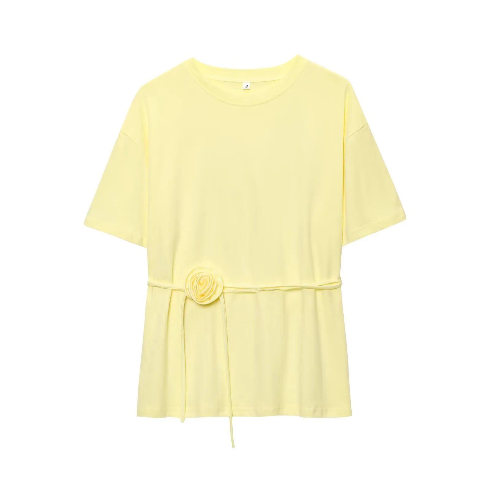 Ladies Basic Floral Pattern T-shirt Fashionable Casual Wear Polyester Fabric Round Neck Short Sleeve Comfortable Summer Top display picture 13