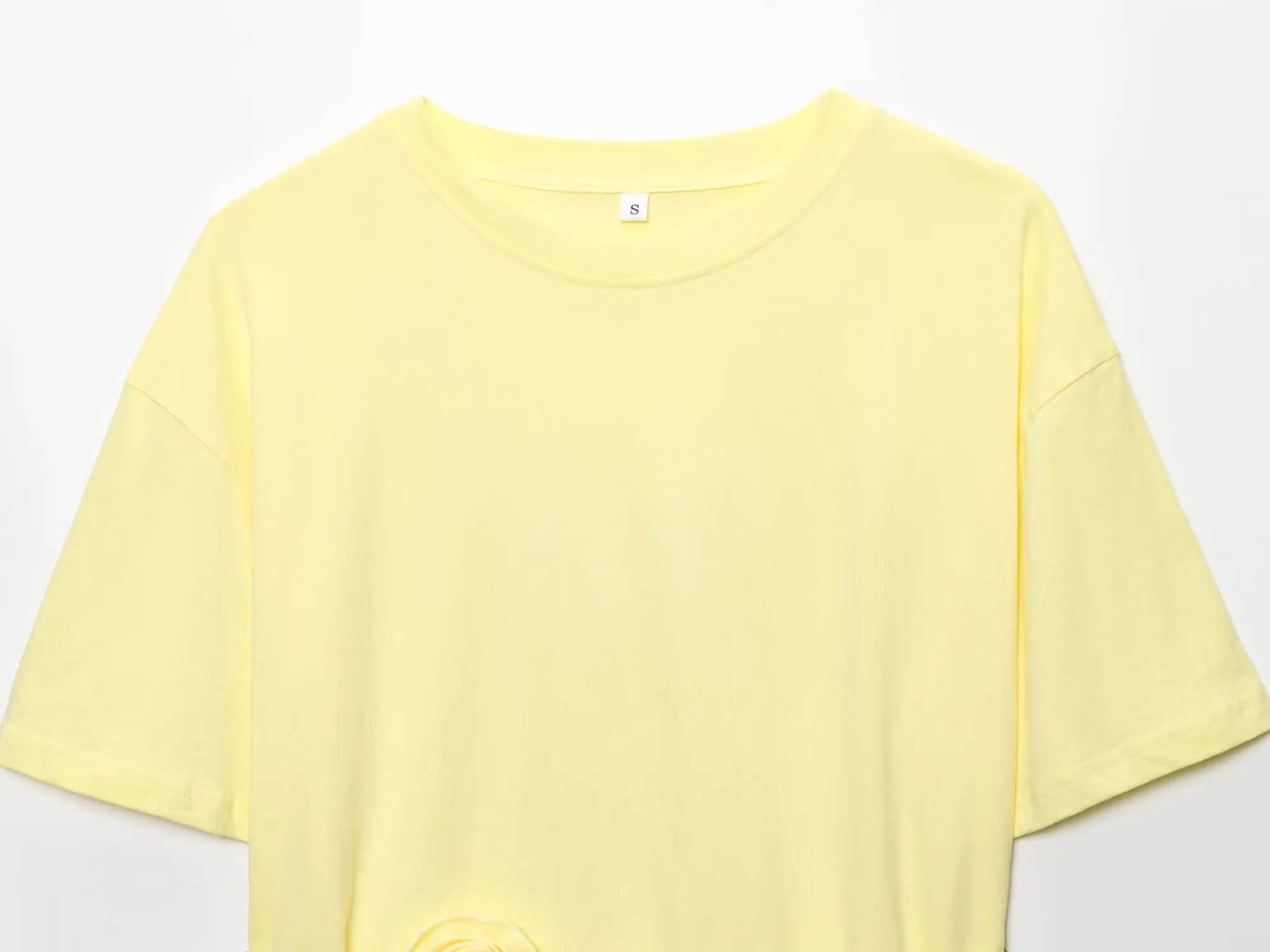Ladies Basic Floral Pattern T-shirt Fashionable Casual Wear Polyester Fabric Round Neck Short Sleeve Comfortable Summer Top display picture 14