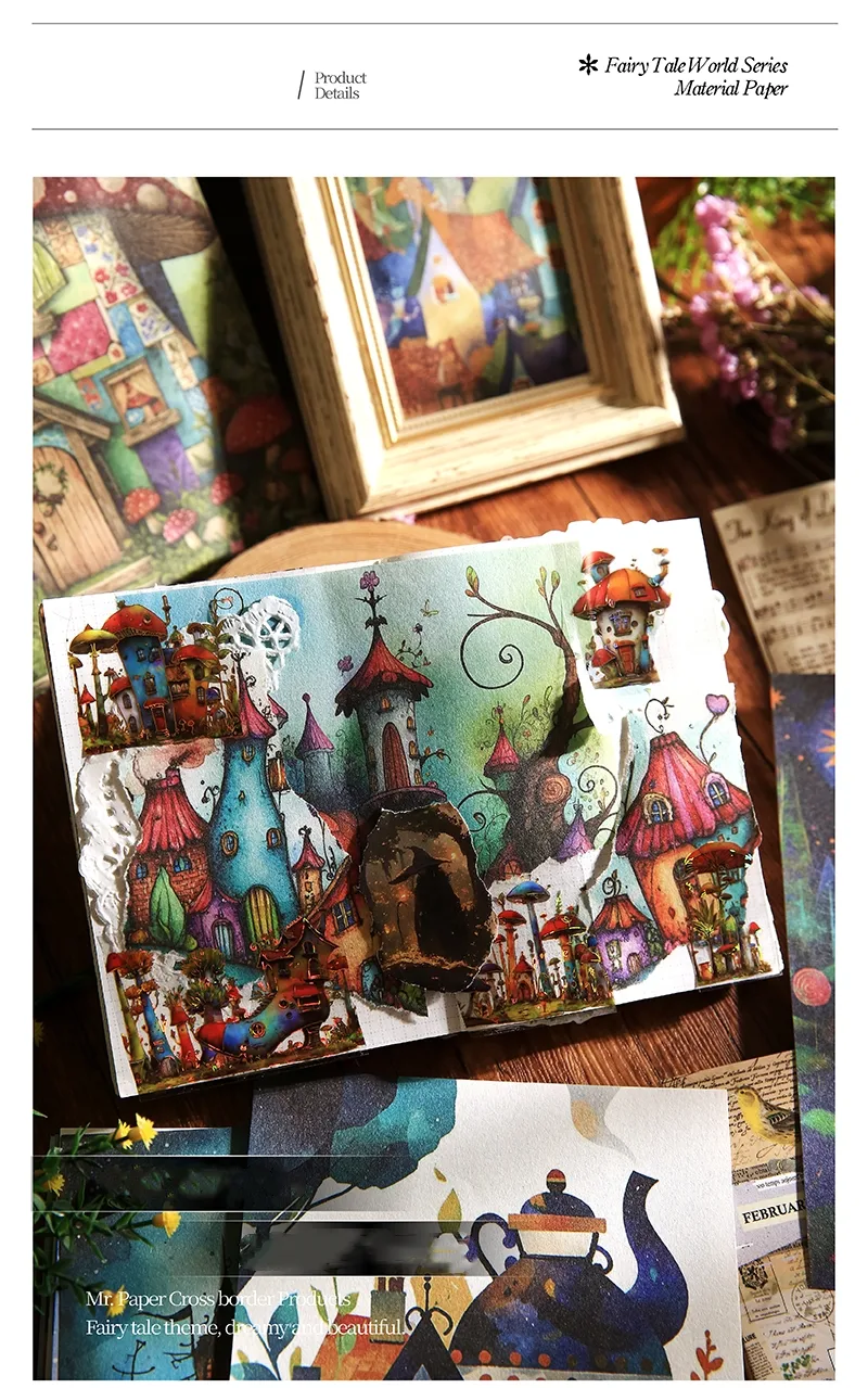 1 Set Cartoon House Mushroom School Paper Cartoon Style Retro Artistic Card display picture 3