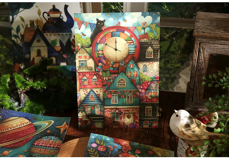 1 Set Cartoon House Mushroom School Paper Cartoon Style Retro Artistic Card display picture 6