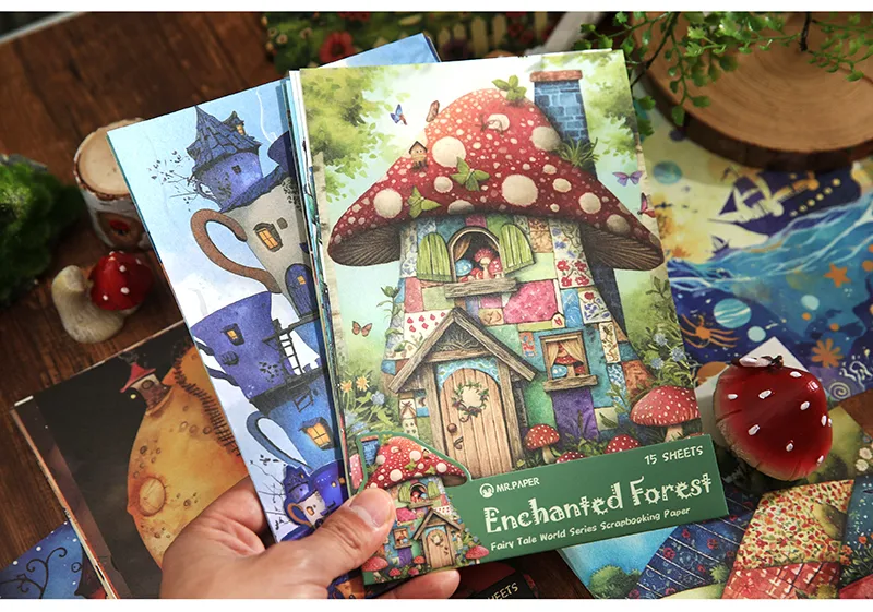 1 Set Cartoon House Mushroom School Paper Cartoon Style Retro Artistic Card display picture 11