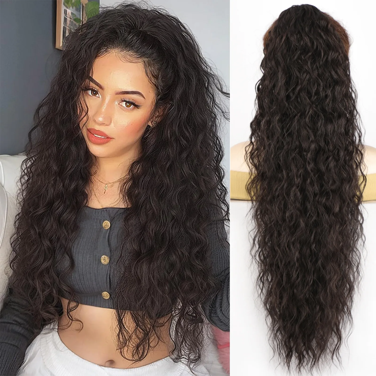 Women's Long Curls Wig Tail Hair Accessories Cornrows Hair Extensions Clip Elegant Casual Party Home Use Heat Silk display picture 10