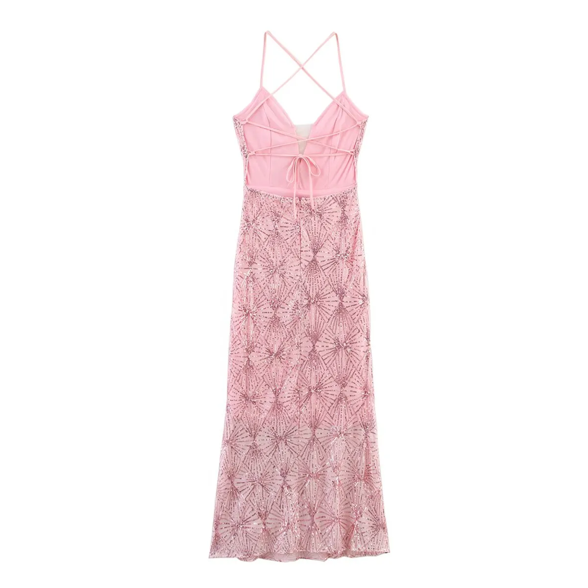 Ladies Long Bead Strap Dress Casual Loose Spring Autumn Style Bead Decoration Design Women's Daily Wear Polyester Fabric Skirt Length display picture 2