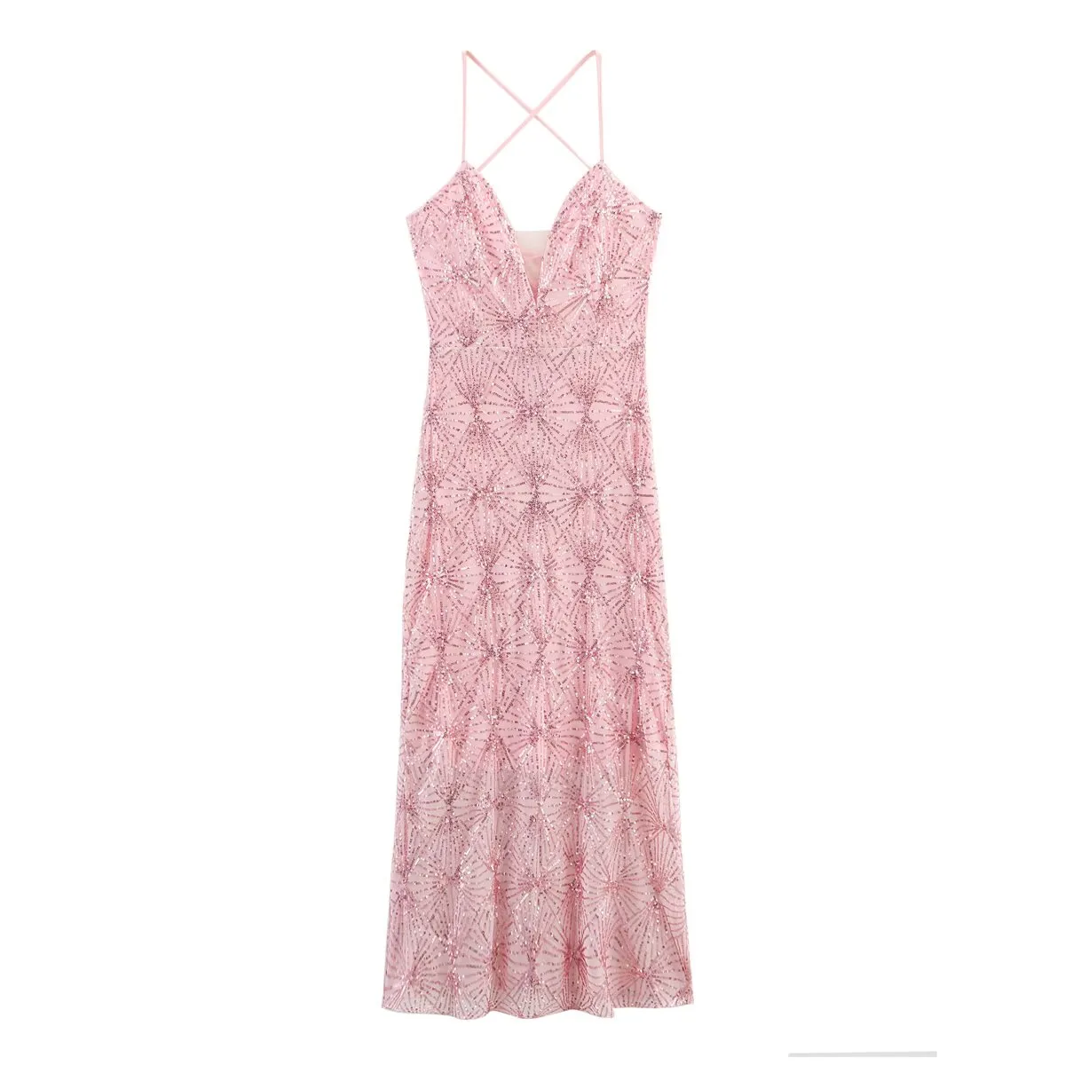 Ladies Long Bead Strap Dress Casual Loose Spring Autumn Style Bead Decoration Design Women's Daily Wear Polyester Fabric Skirt Length display picture 1