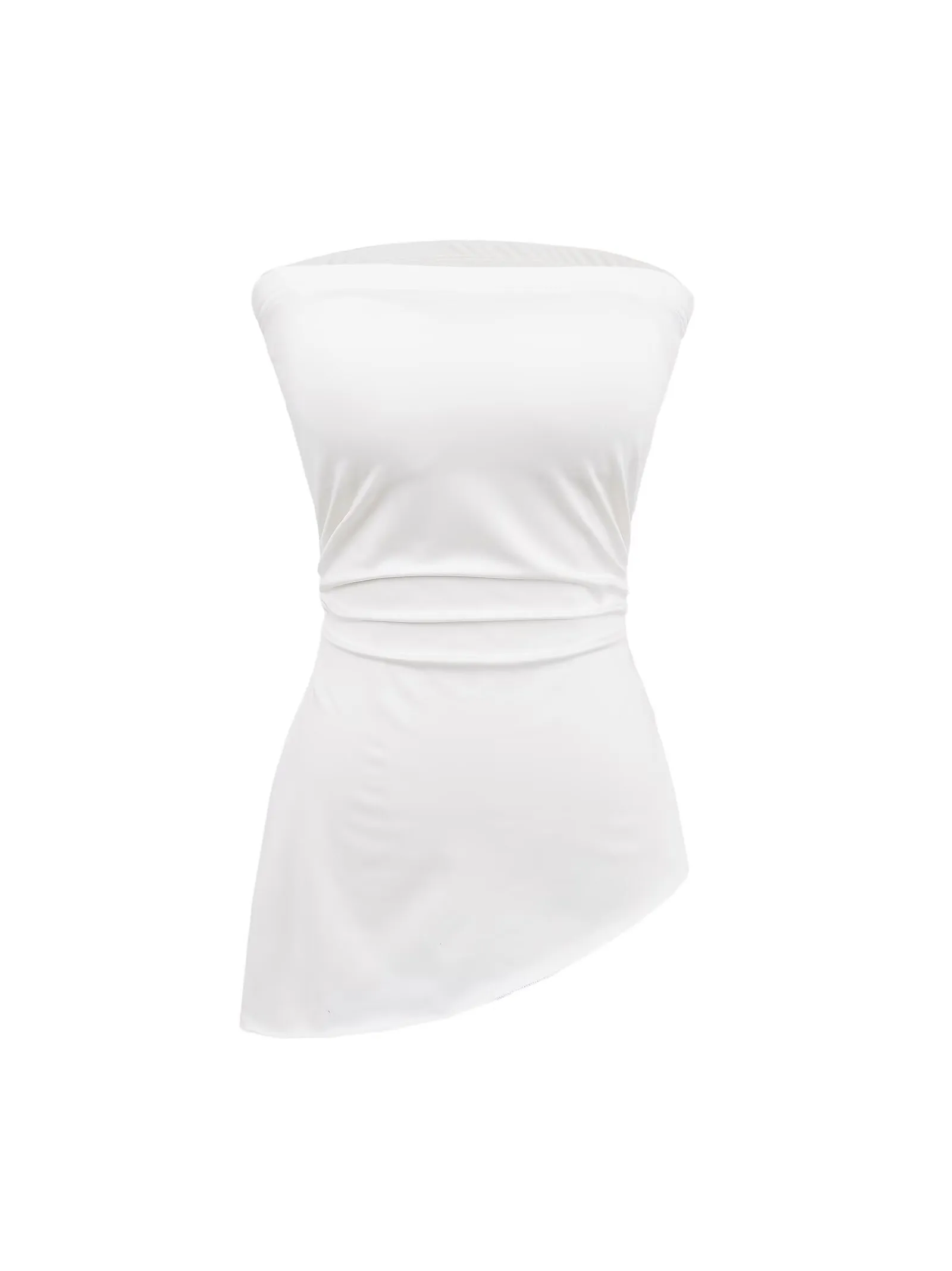 Women's Trendy Casual Comfortable Strapless Top Slant Hem Short Style Polyester Fabric Travel And Date Suitable High Street Style display picture 3