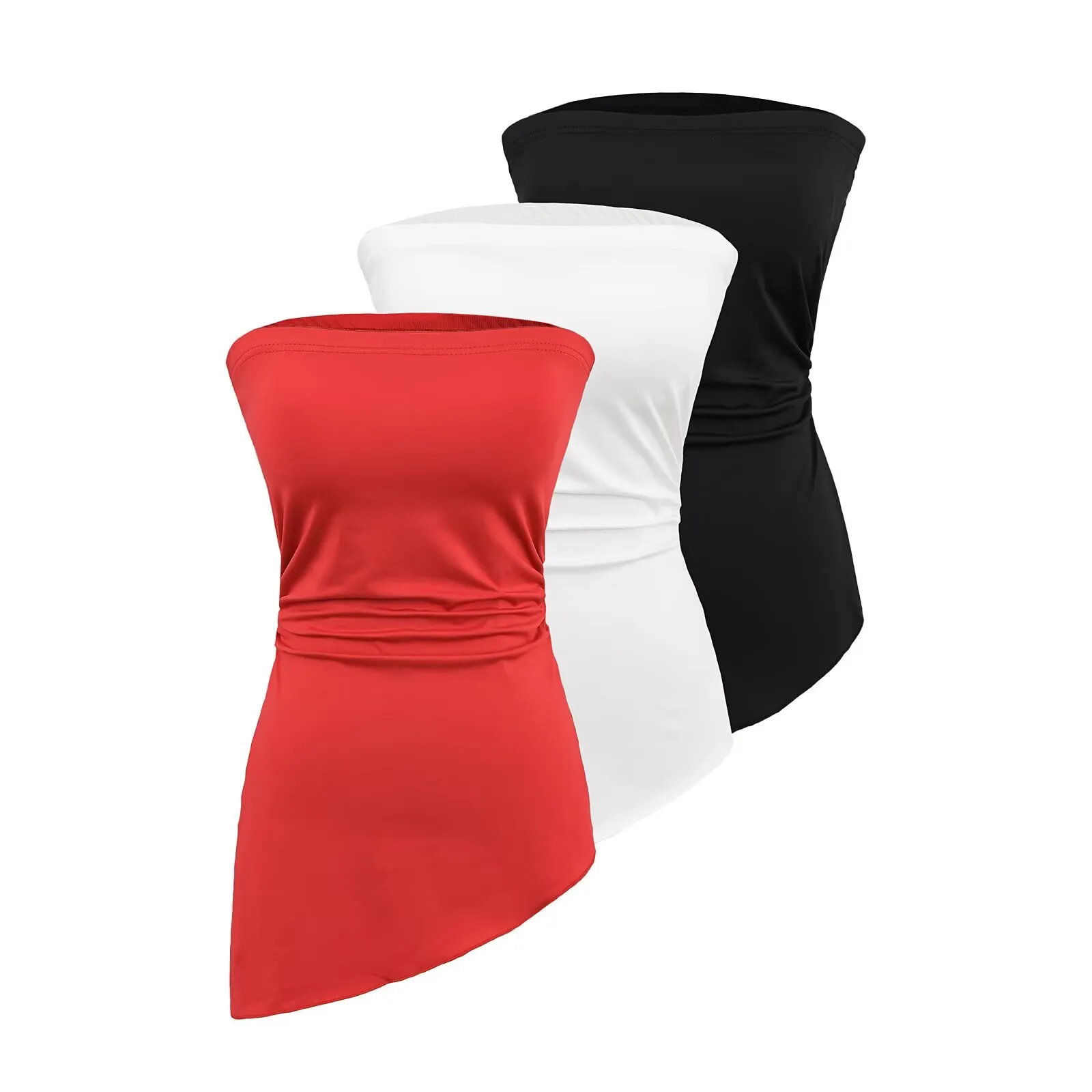 Women's Trendy Casual Comfortable Strapless Top Slant Hem Short Style Polyester Fabric Travel And Date Suitable High Street Style display picture 1