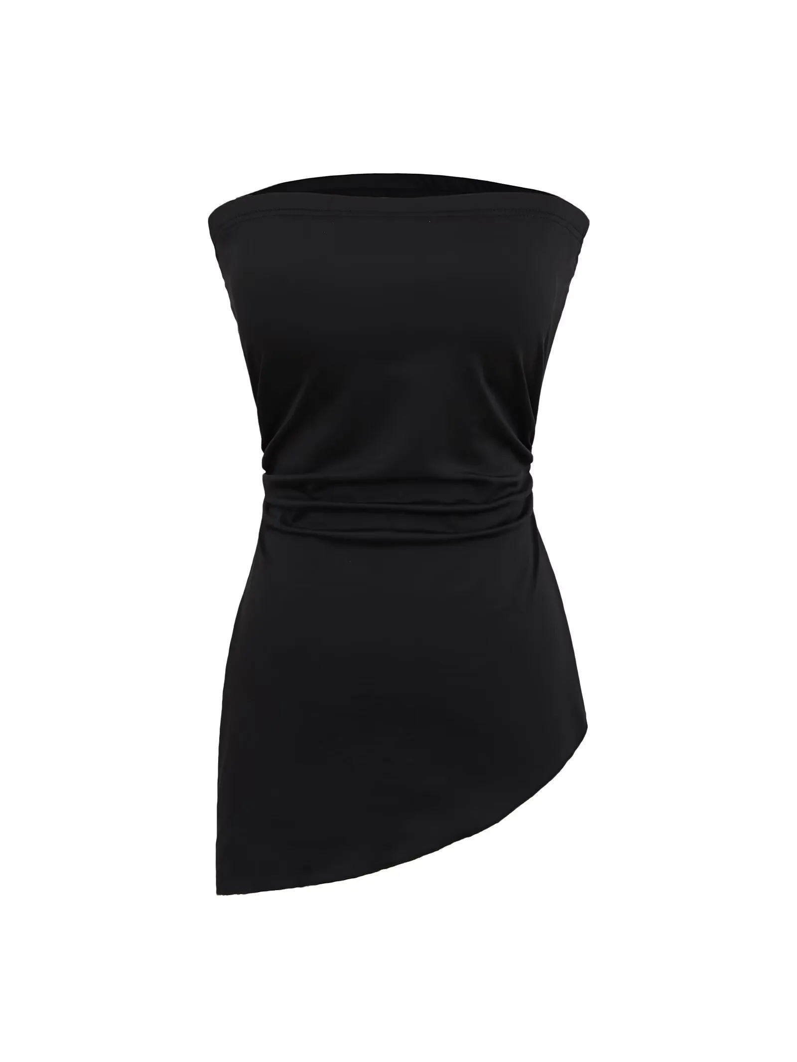 Women's Trendy Casual Comfortable Strapless Top Slant Hem Short Style Polyester Fabric Travel And Date Suitable High Street Style display picture 2
