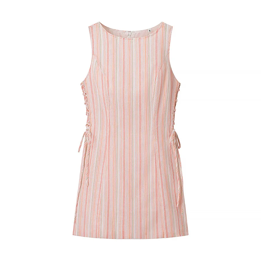 Elegant Striped Dress Women's Fashionable New Style Spring Essential Casual High Street Round Neck Sleeveless Knee-High display picture 1