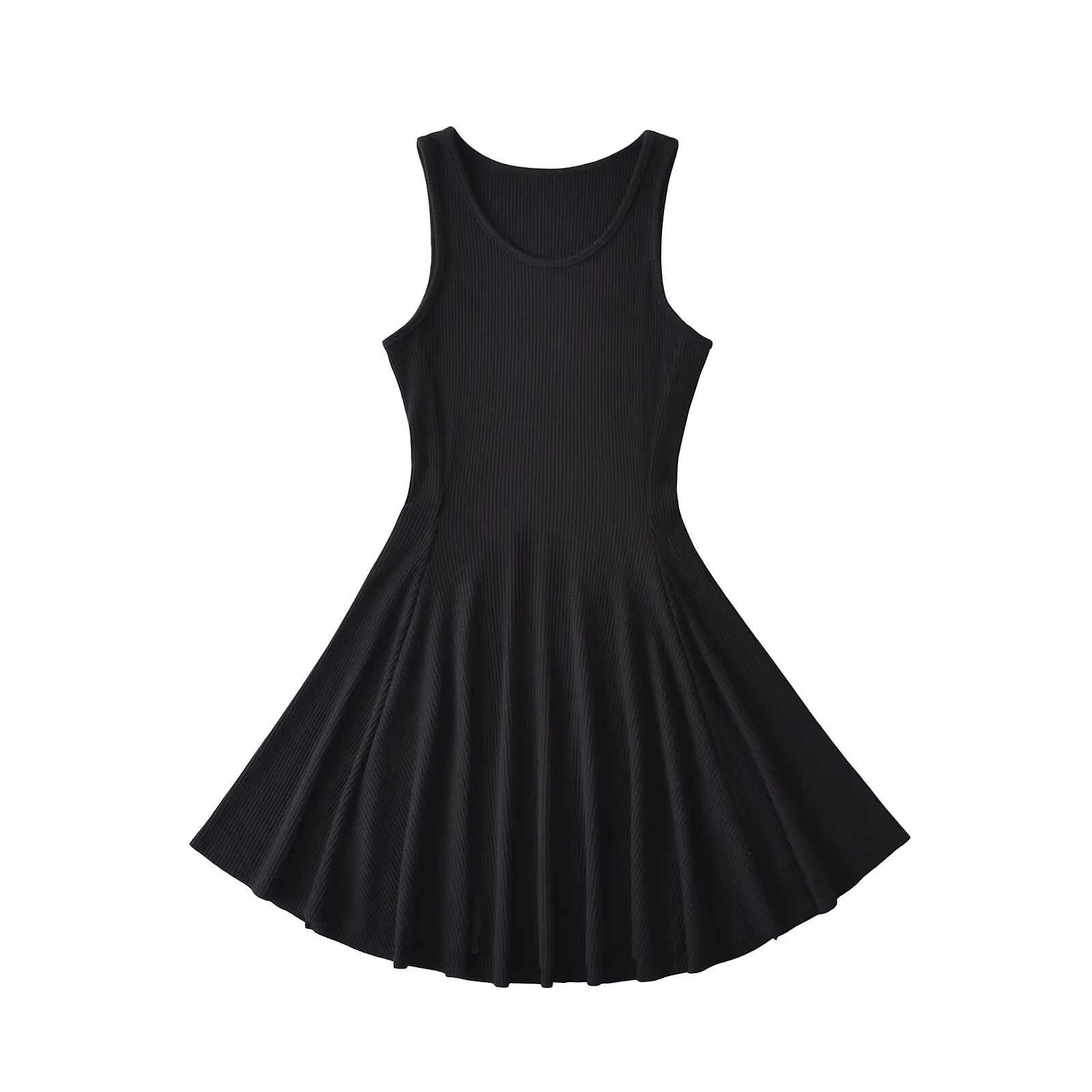 Ladies Basic Style Dress Suitable For Various Occasions Simple And Elegant Design Pure Color Weekend And Lawn Polyester Fabric Sleeveless Knee-Length Casual And Holiday Style Summer Regular Fit Slim Waist Mid Waist display picture 2
