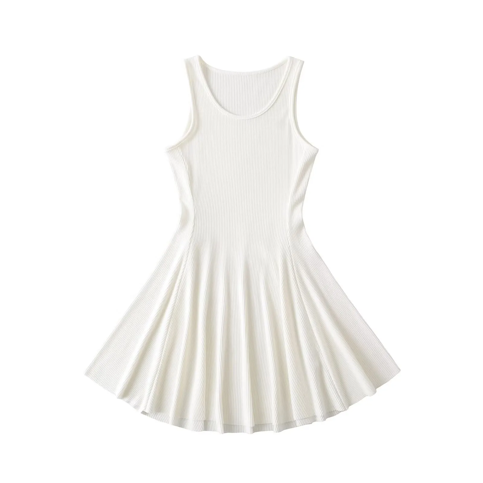 Ladies Basic Style Dress Suitable For Various Occasions Simple And Elegant Design Pure Color Weekend And Lawn Polyester Fabric Sleeveless Knee-Length Casual And Holiday Style Summer Regular Fit Slim Waist Mid Waist display picture 3