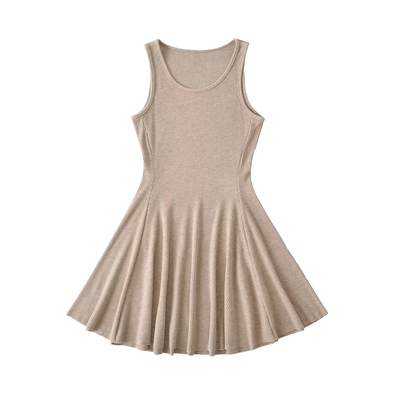 Ladies Basic Style Dress Suitable For Various Occasions Simple And Elegant Design Pure Color Weekend And Lawn Polyester Fabric Sleeveless Knee-Length Casual And Holiday Style Summer Regular Fit Slim Waist Mid Waist display picture 5
