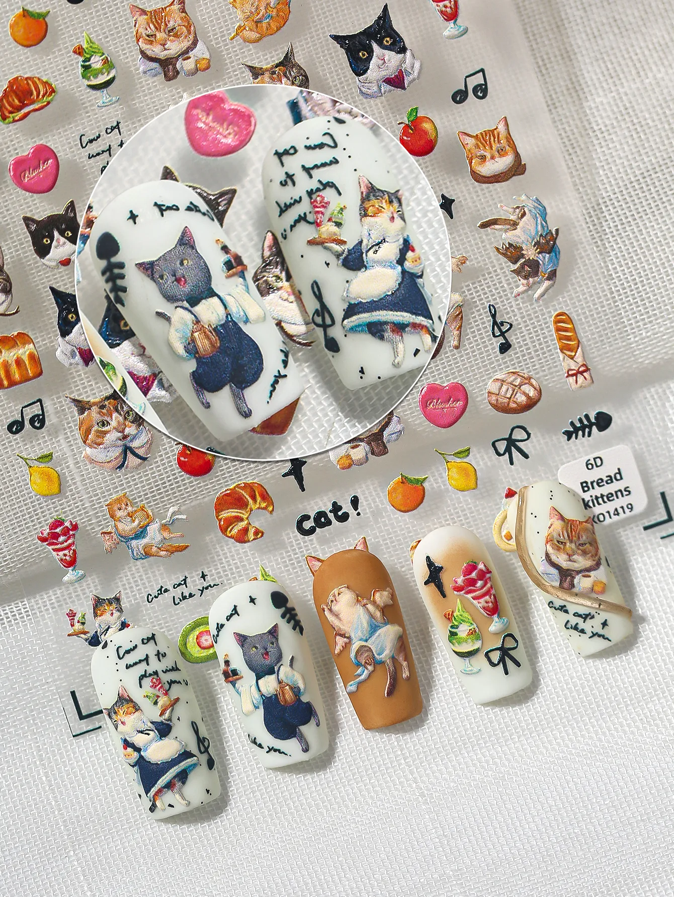Cartoon Style New Style Pastoral Animal Fruit Cat Nail Stickers Nail Sticker display picture 1