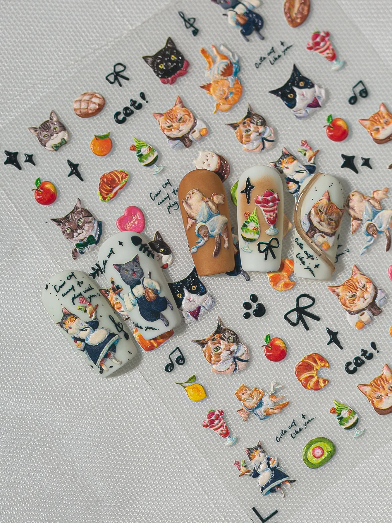 Cartoon Style New Style Pastoral Animal Fruit Cat Nail Stickers Nail Sticker display picture 3