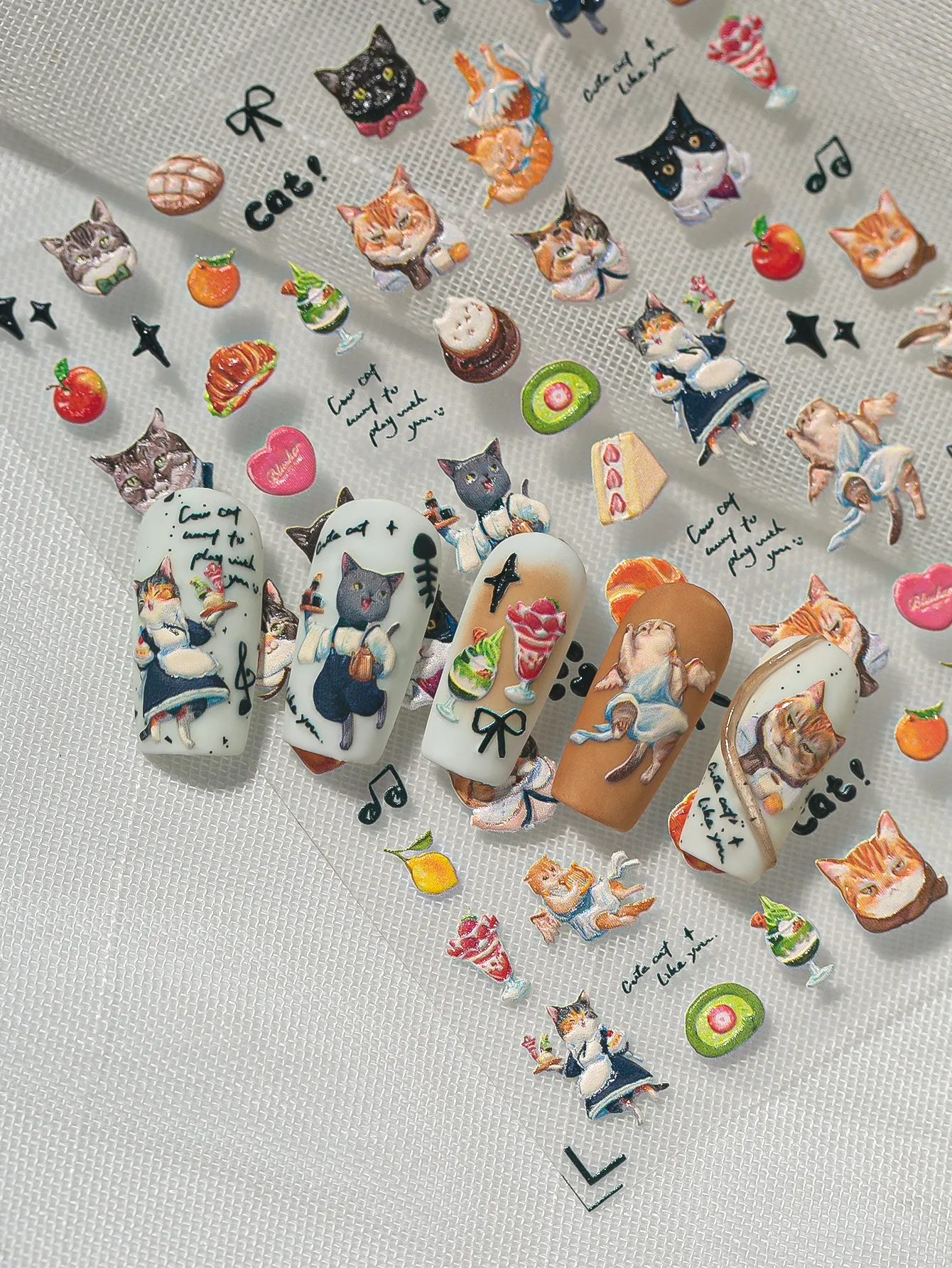 Cartoon Style New Style Pastoral Animal Fruit Cat Nail Stickers Nail Sticker display picture 2