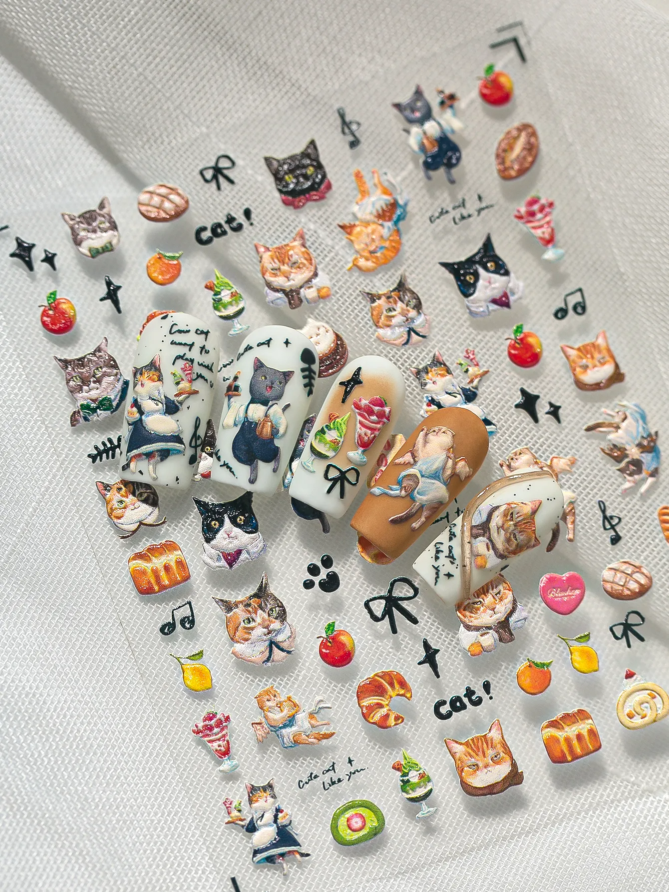 Cartoon Style New Style Pastoral Animal Fruit Cat Nail Stickers Nail Sticker display picture 4