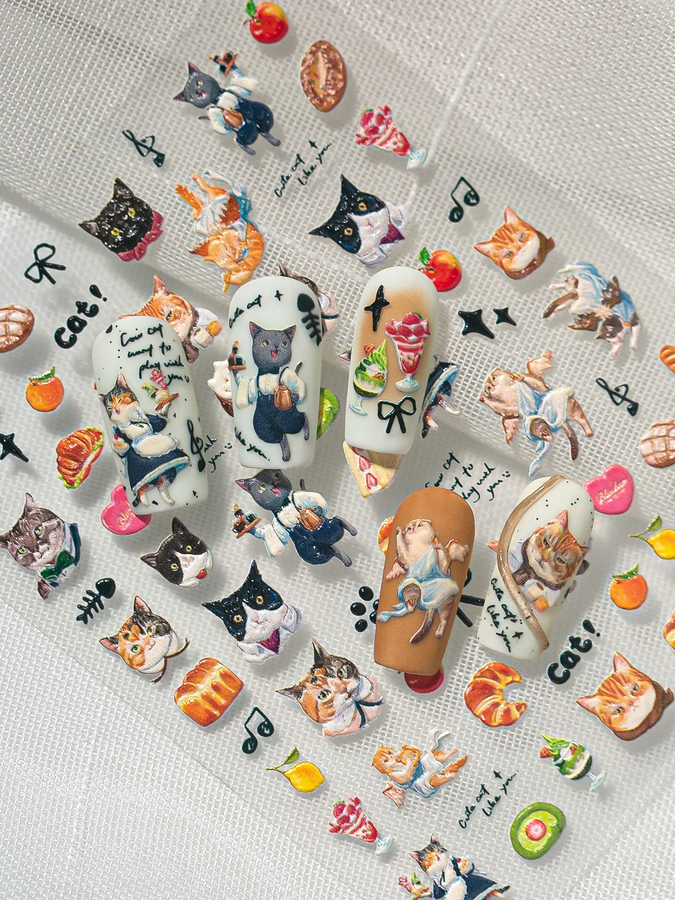 Cartoon Style New Style Pastoral Animal Fruit Cat Nail Stickers Nail Sticker display picture 5