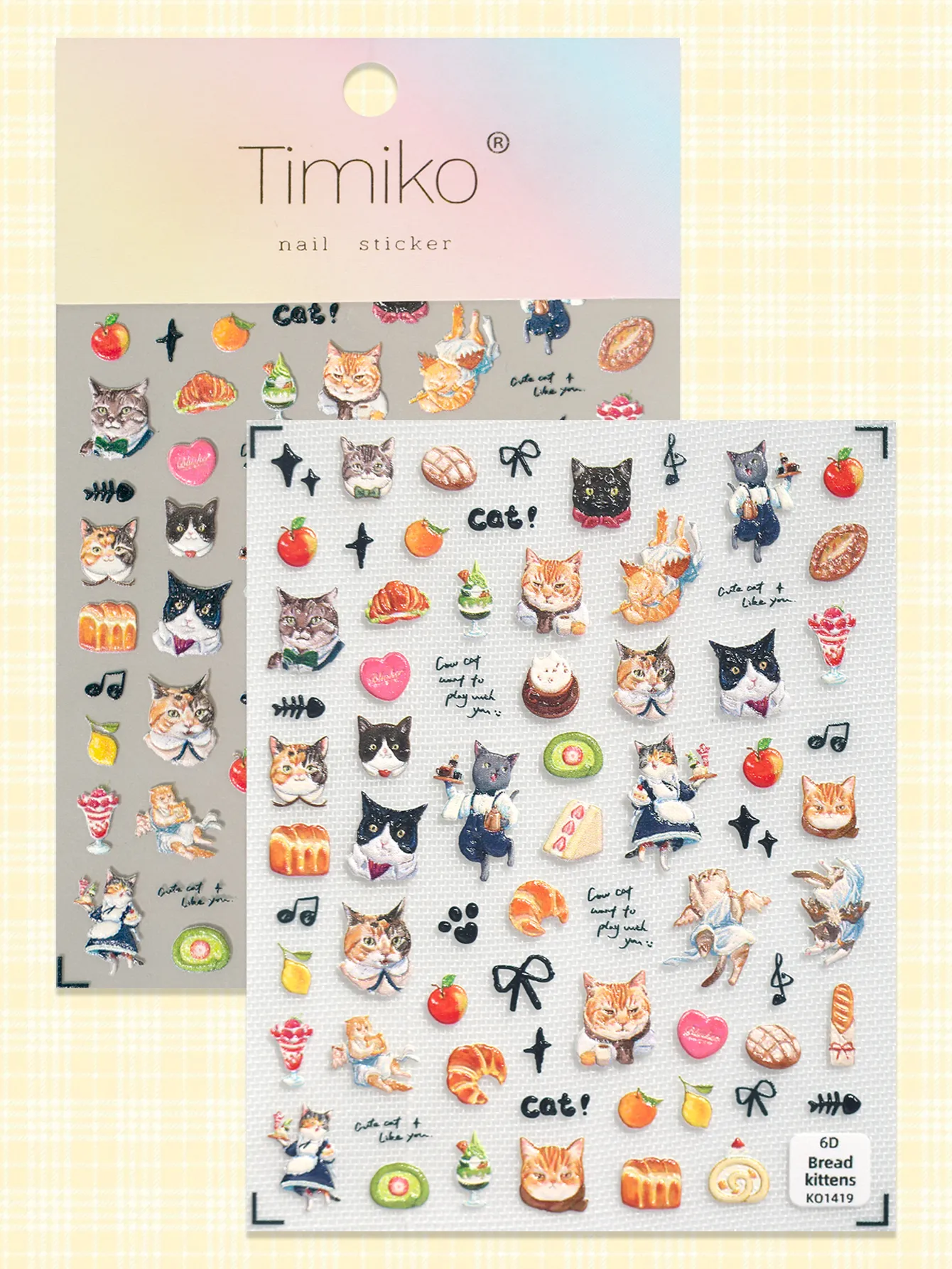 Cartoon Style New Style Pastoral Animal Fruit Cat Nail Stickers Nail Sticker display picture 7