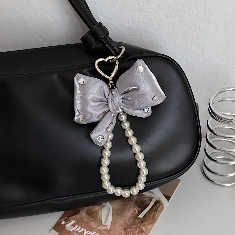 Pink Bow Pearl Bag Pendant, Beaded Handbag Stand, Jewelry Accessories display picture 2